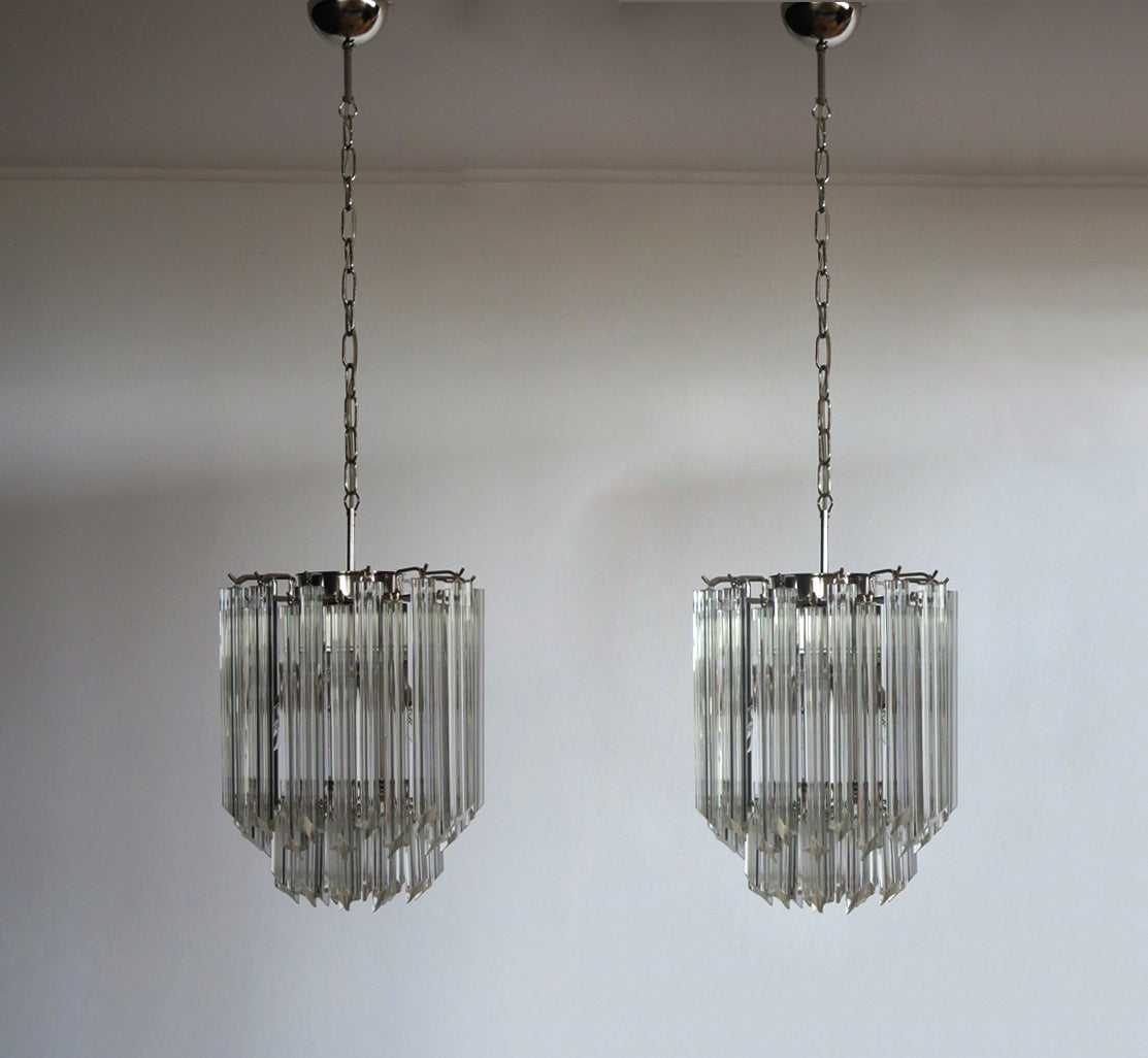 Mid-Century Murano Chandelier | Punto di Luce |  47 Clear Prism Glasses