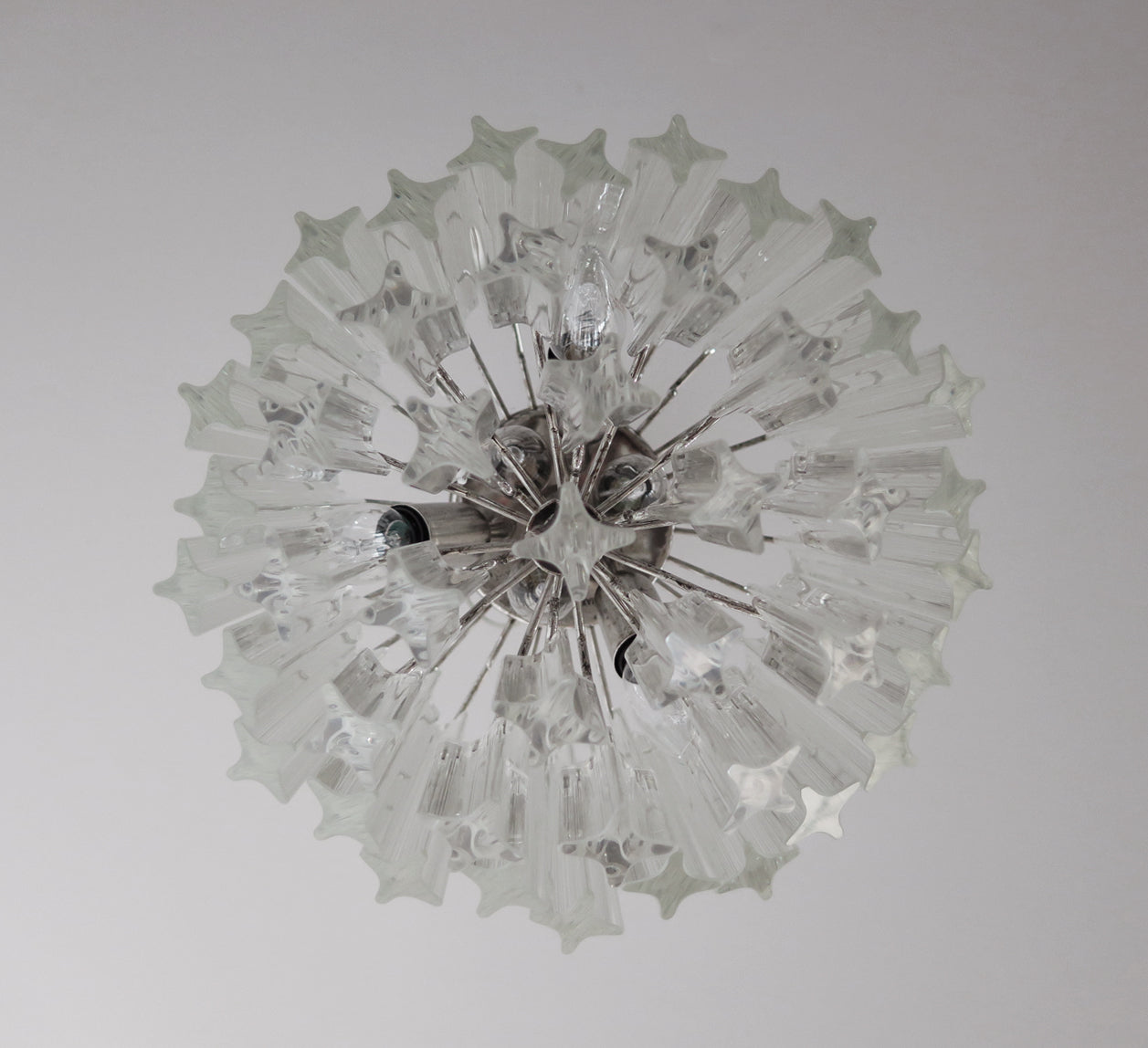 Mid-Century Murano Chandelier | Punto di Luce |  47 Clear Prism Glasses