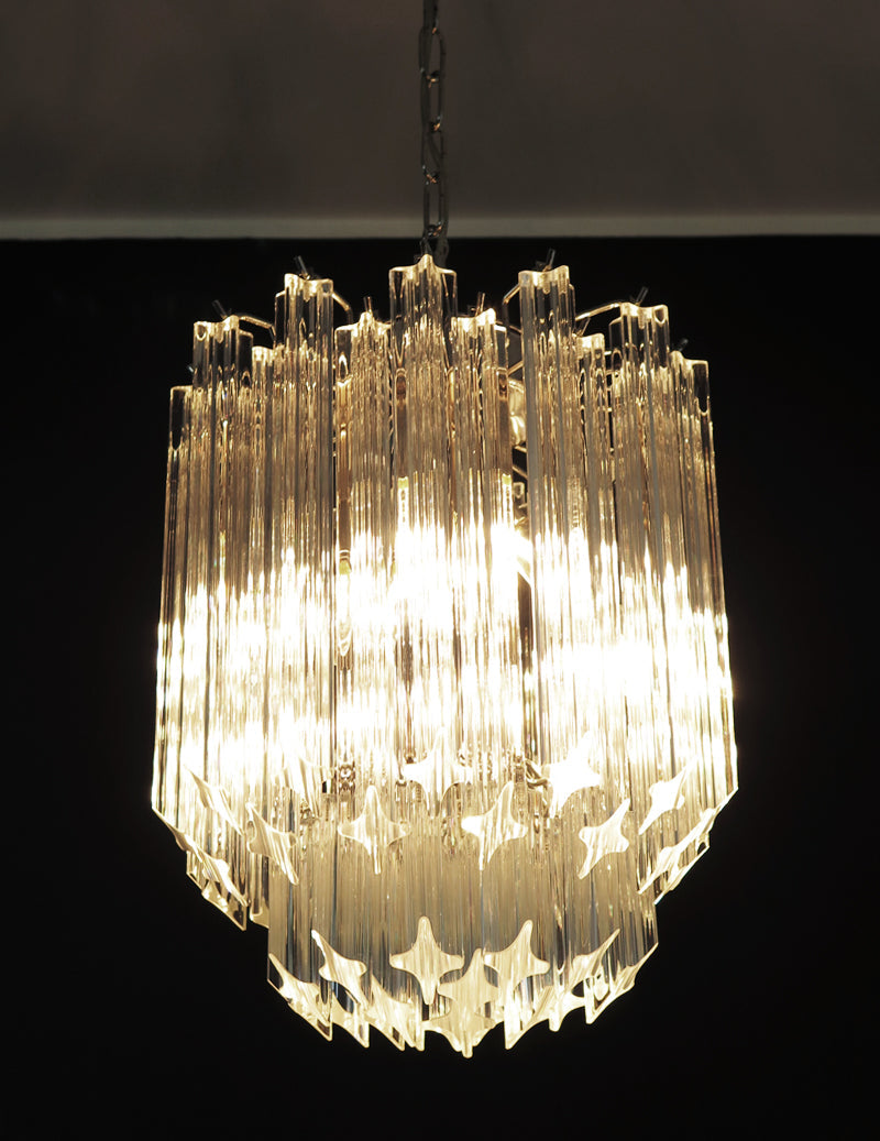 Mid-Century Murano Chandelier | Punto di Luce |  47 Clear Prism Glasses