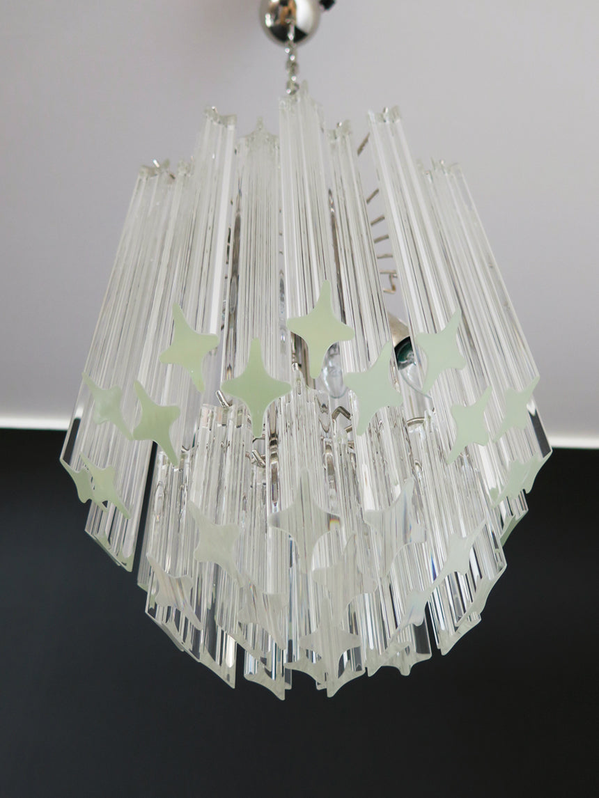 Mid-Century Murano Chandelier | Punto di Luce |  47 Clear Prism Glasses