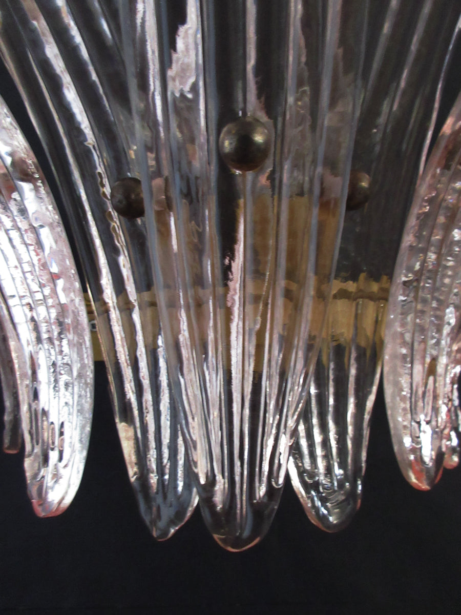 Mid-Century Murano Wall Lamp | Punto di Luce |  9 Pink Palmette Glass | Punto di Luce |  1 Pair
