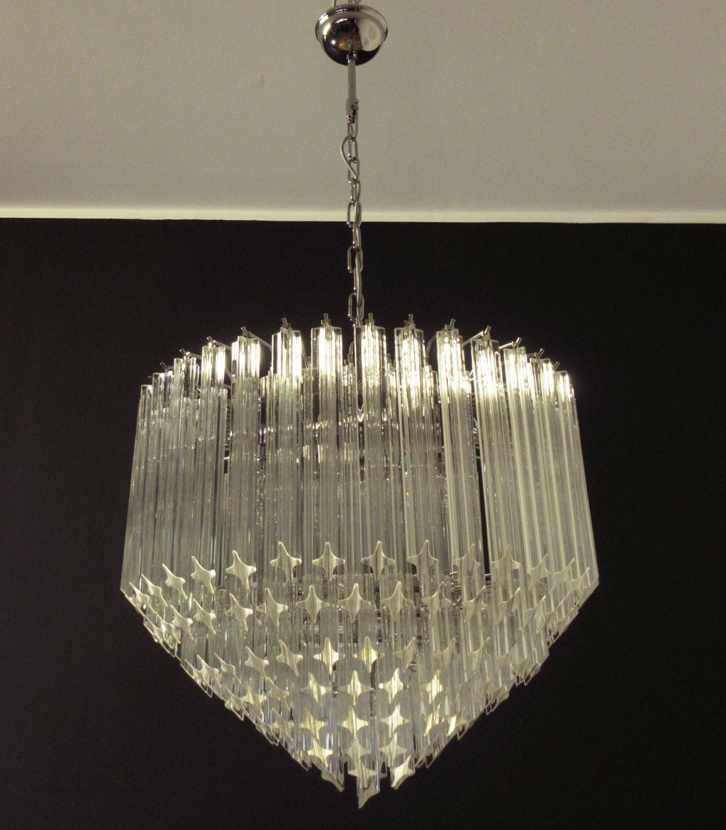 Mid-Century Murano Chandelier | Punto di Luce |  163 Clear Prism Glasses