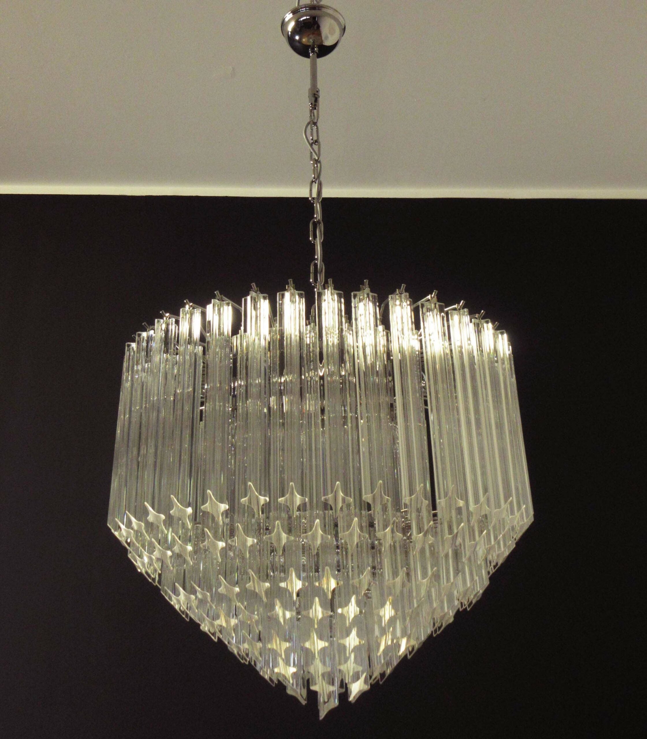 Mid-Century Murano Chandelier | Punto di Luce |  163 Clear Prism Glasses