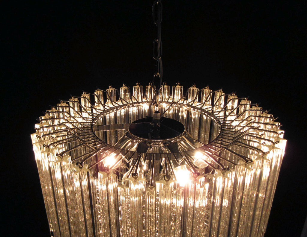 Mid-Century Murano Chandelier | Punto di Luce |  163 Clear Prism Glasses