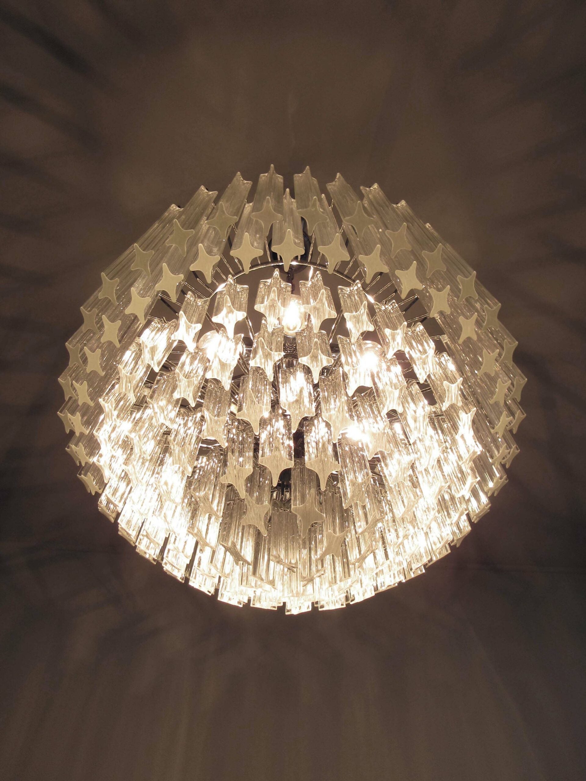 Mid-Century Murano Chandelier | Punto di Luce |  163 Clear Prism Glasses