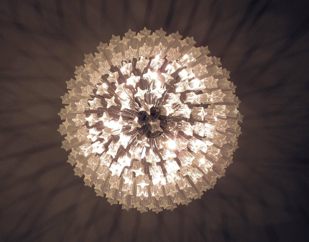 Mid-Century Murano Chandelier | Punto di Luce |  163 Clear Prism Glasses