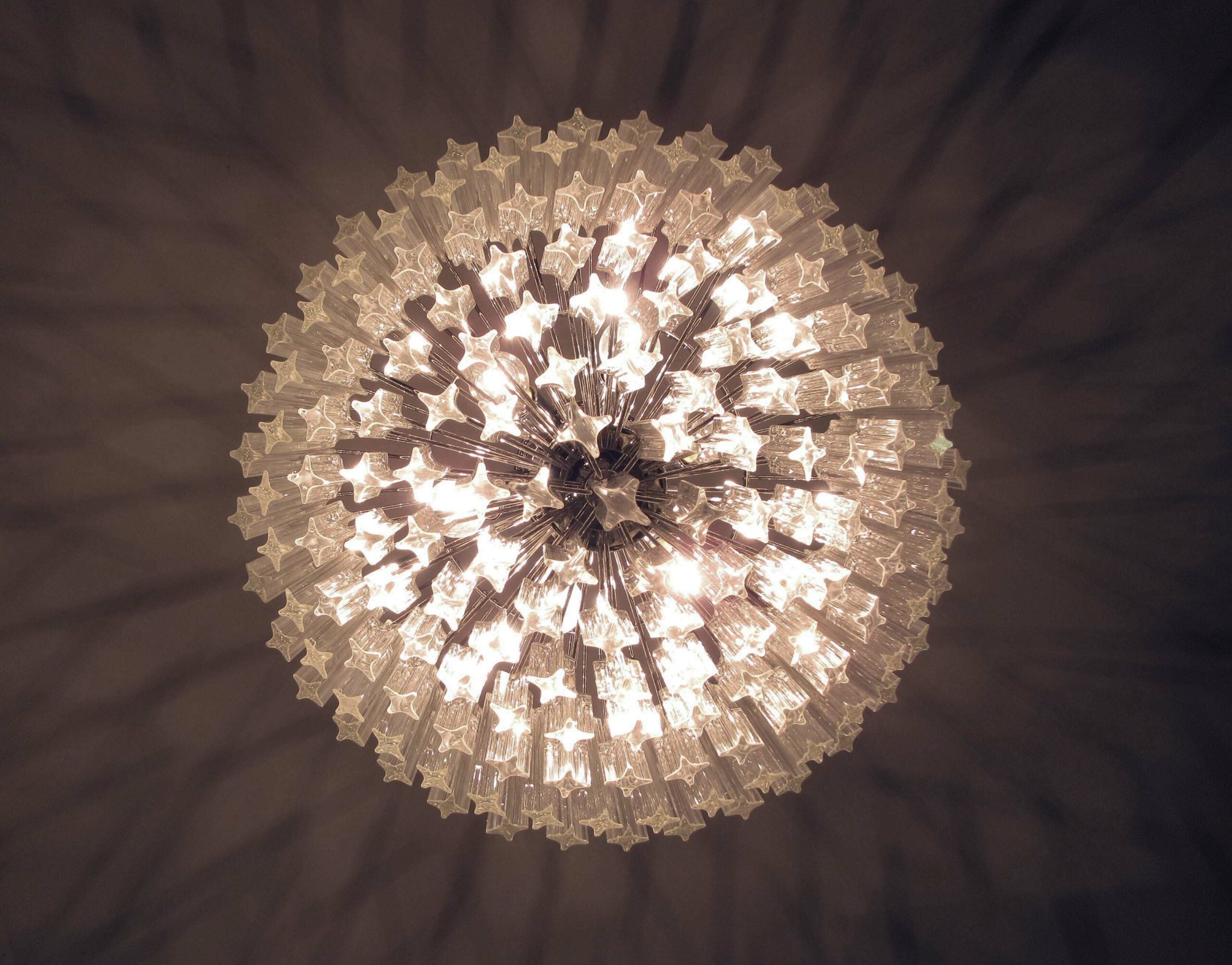 Mid-Century Murano Chandelier | Punto di Luce |  163 Clear Prism Glasses