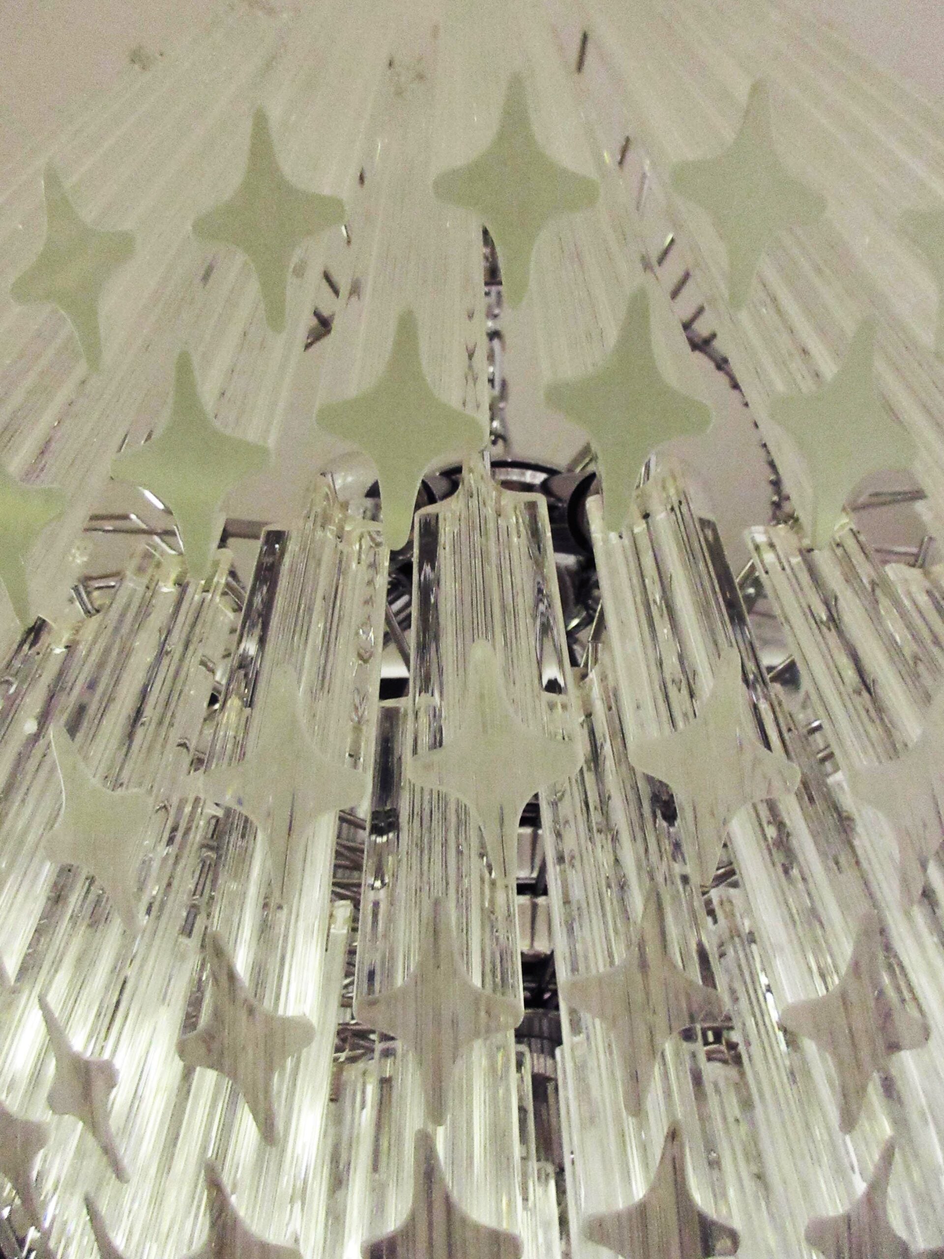 Mid-Century Murano Chandelier | Punto di Luce |  163 Clear Prism Glasses