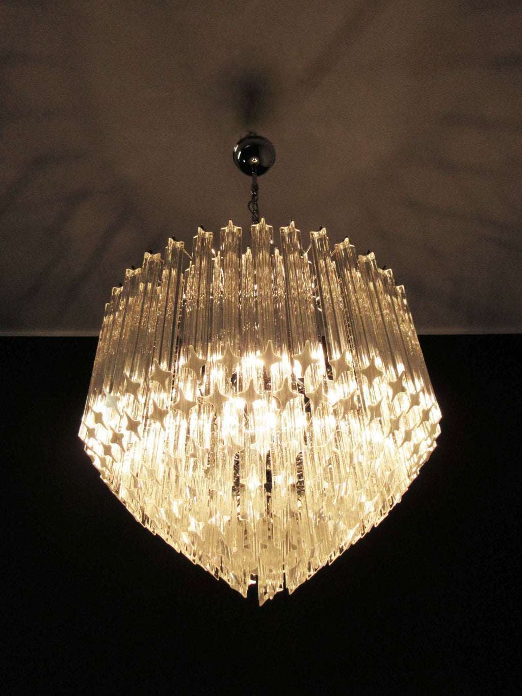 Mid-Century Murano Chandelier | Punto di Luce |  163 Clear Prism Glasses