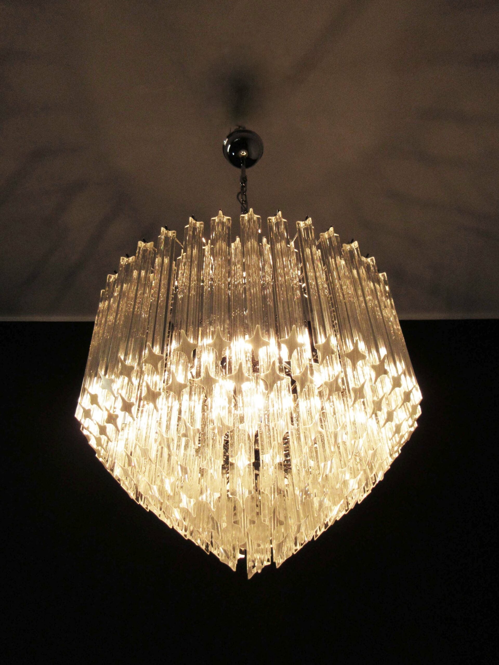 Mid-Century Murano Chandelier | Punto di Luce |  163 Clear Prism Glasses