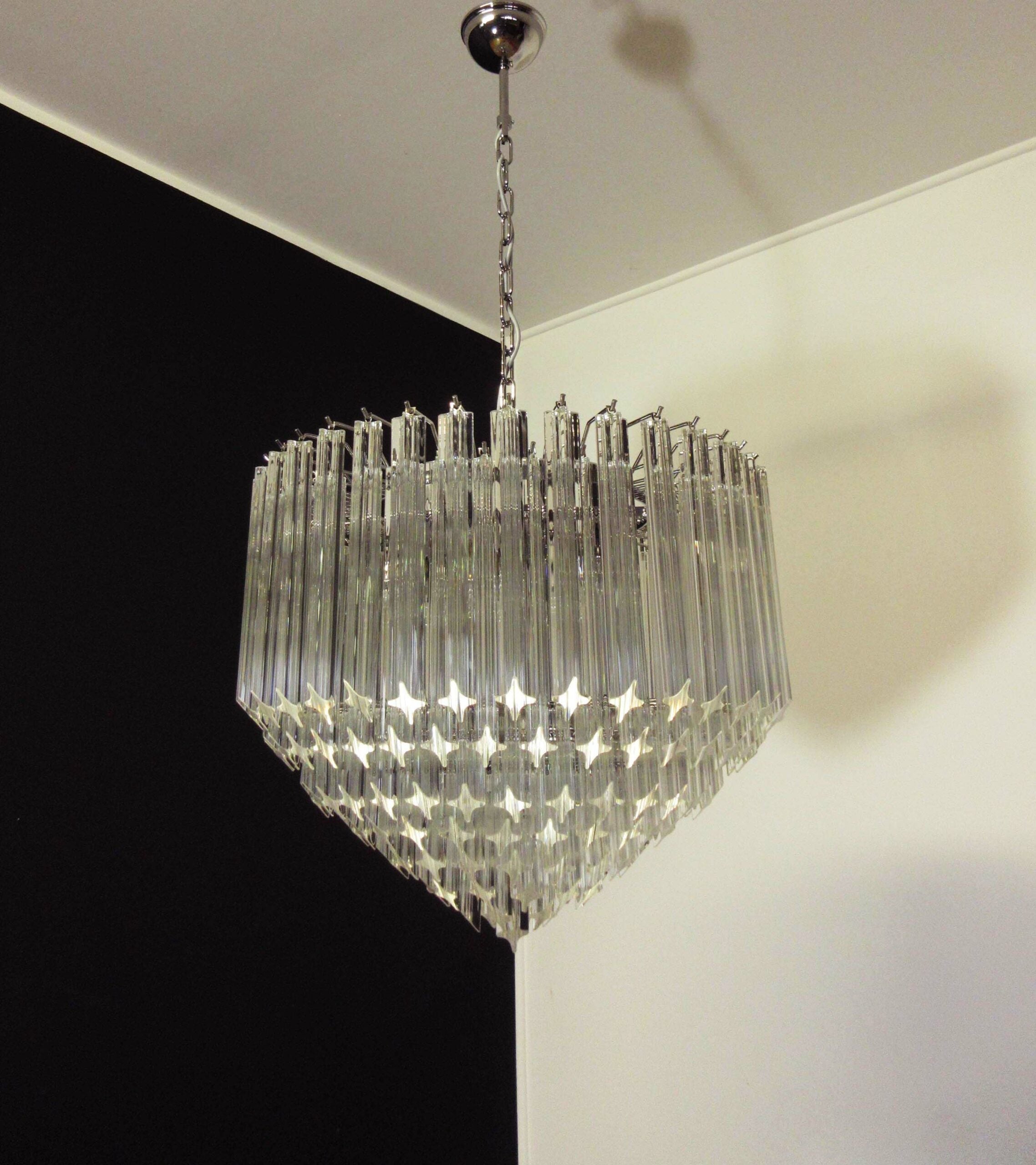 Mid-Century Murano Chandelier | Punto di Luce |  163 Clear Prism Glasses