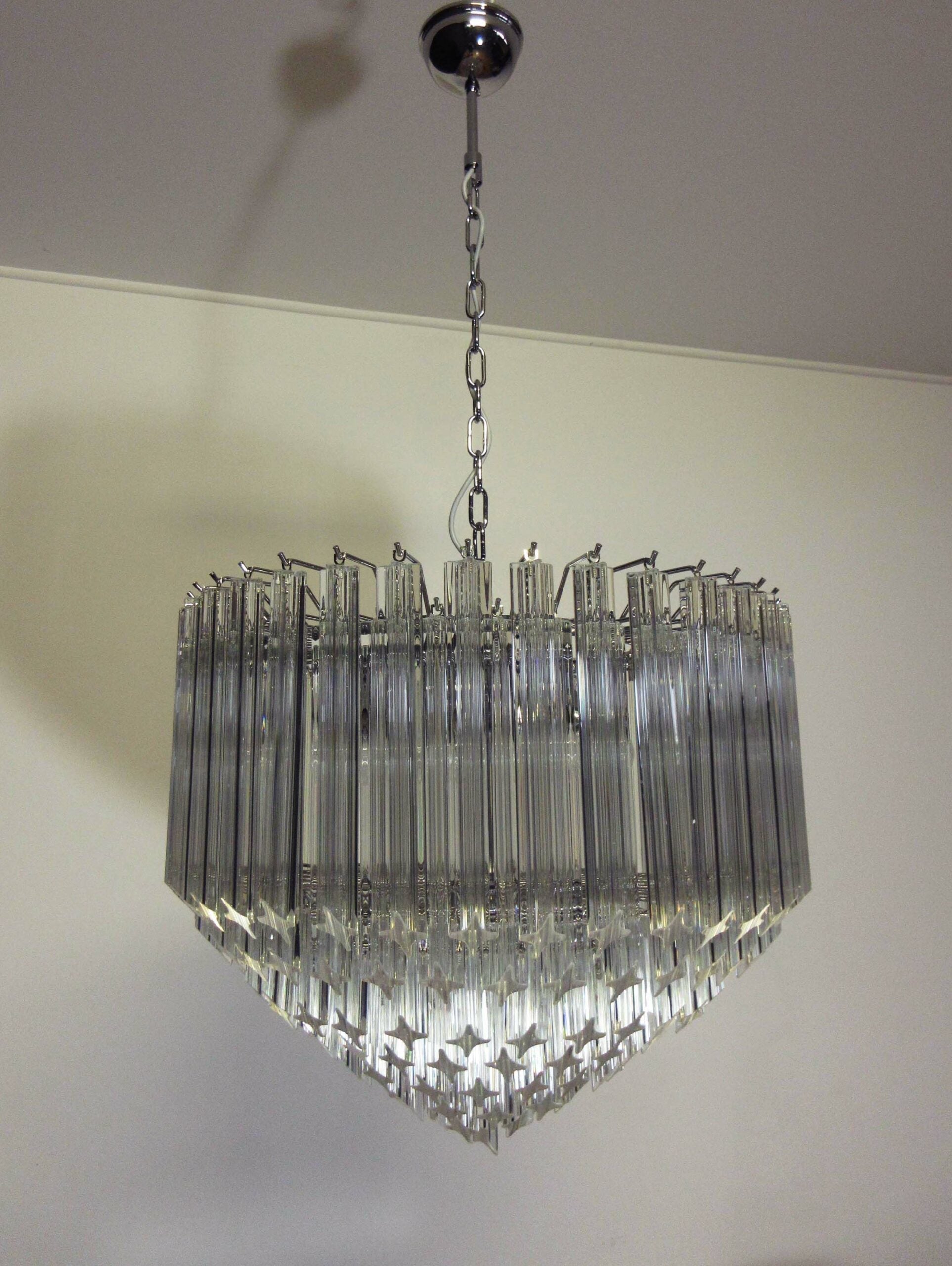 Mid-Century Murano Chandelier | Punto di Luce |  163 Clear Prism Glasses