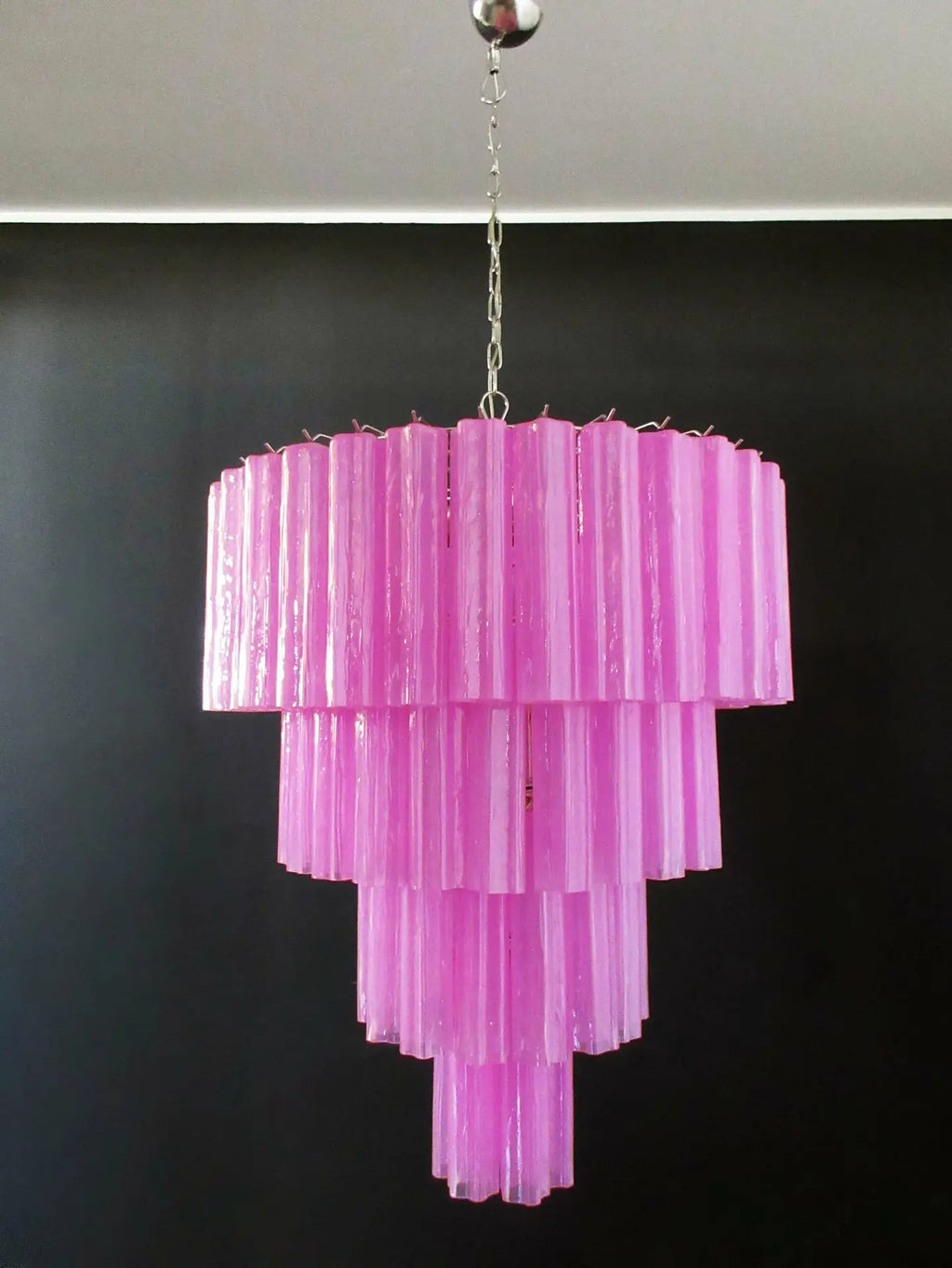 Mid-Century Murano Chandelier | Punto di Luce |  78 Pink Glass Tubes