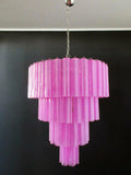 Mid-Century Murano Chandelier | Punto di Luce |  78 Pink Glass Tubes