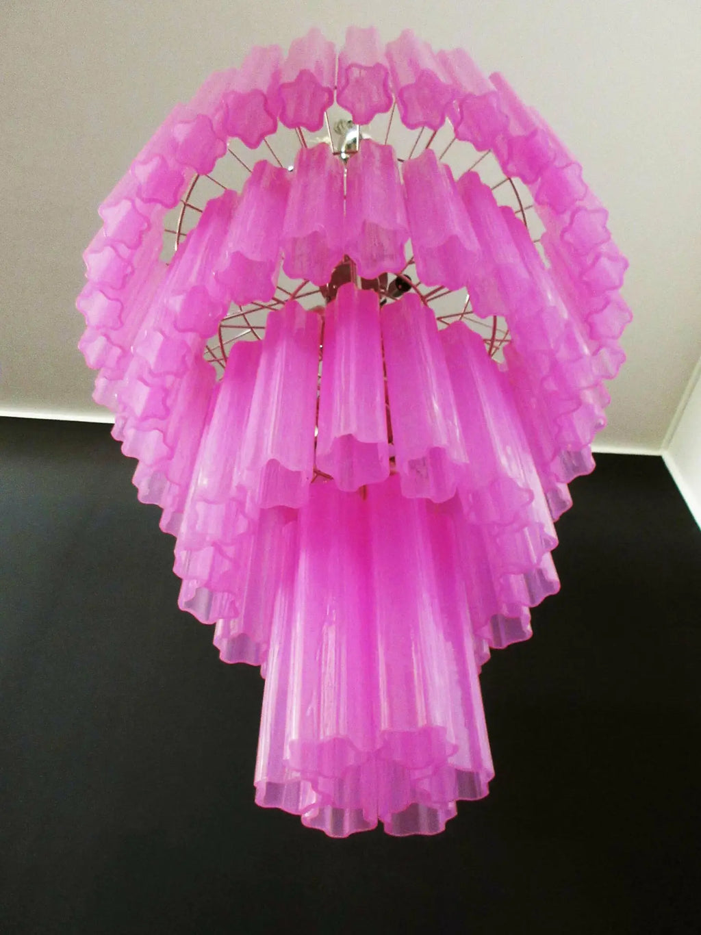 Mid-Century Murano Chandelier | Punto di Luce |  78 Pink Glass Tubes