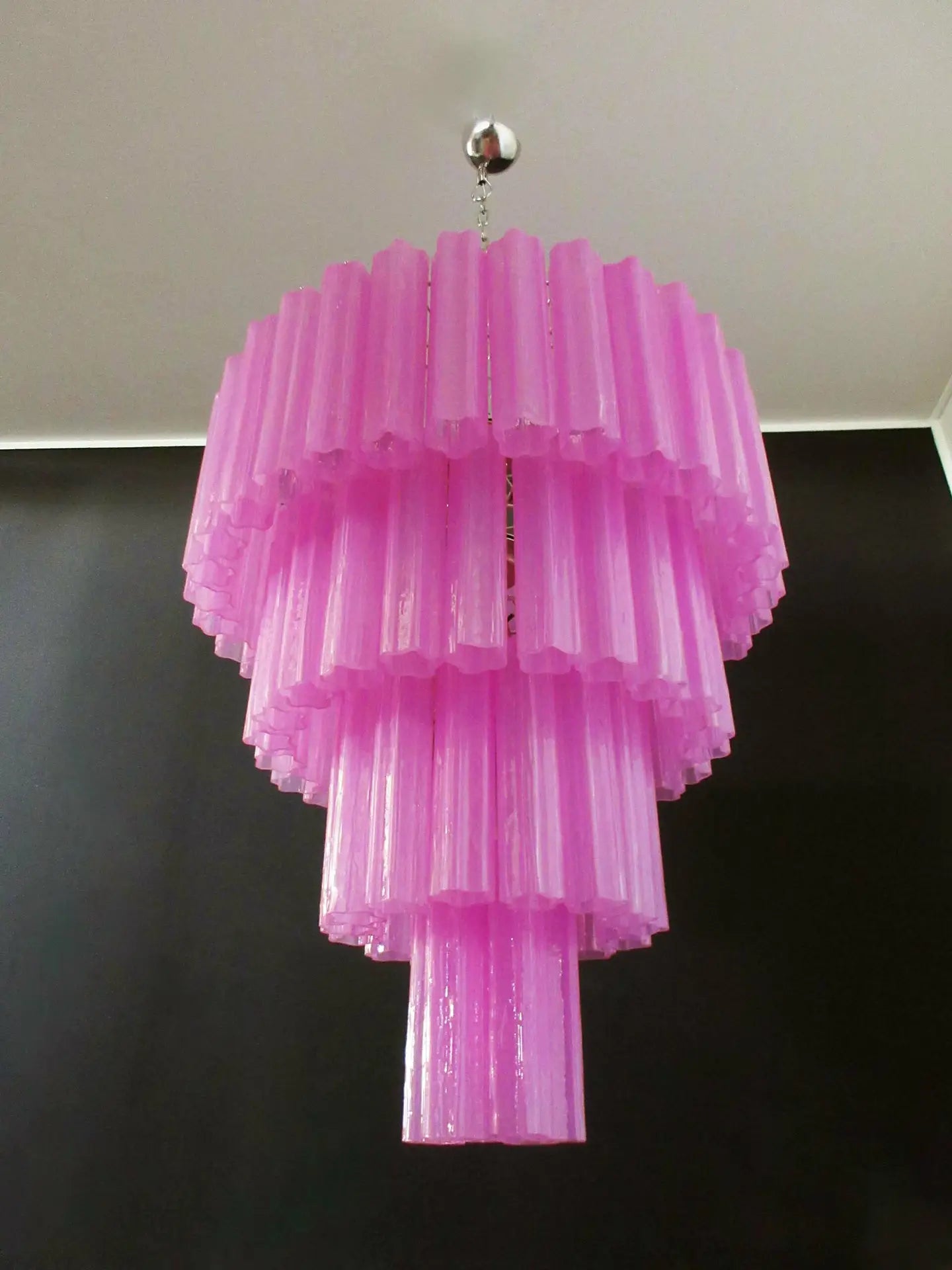 Mid-Century Murano Chandelier | Punto di Luce |  78 Pink Glass Tubes