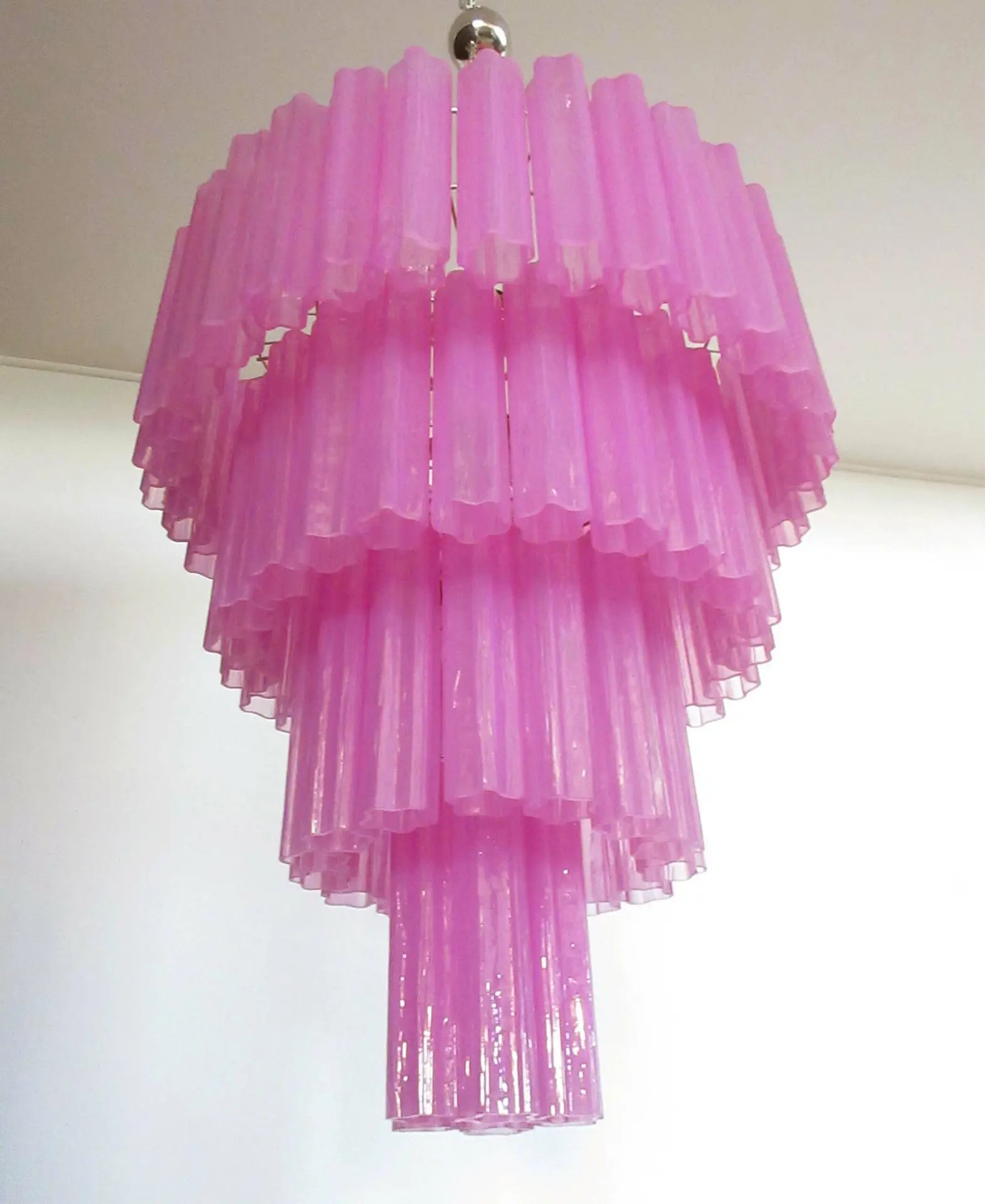 Mid-Century Murano Chandelier | Punto di Luce |  78 Pink Glass Tubes