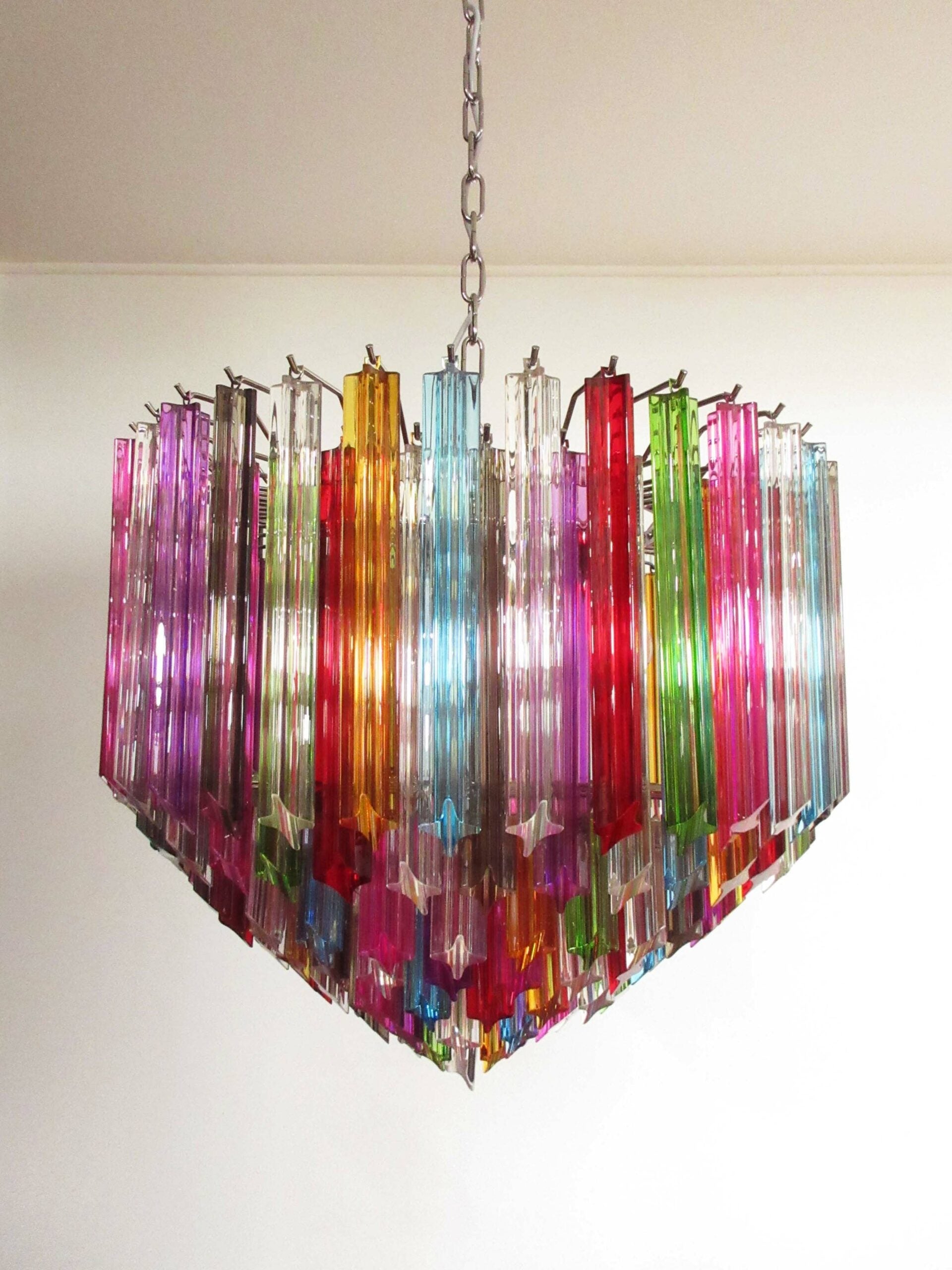 Mid-Century Murano Chandelier | Punto di Luce |  163 Multi-Colored Prism Glass
