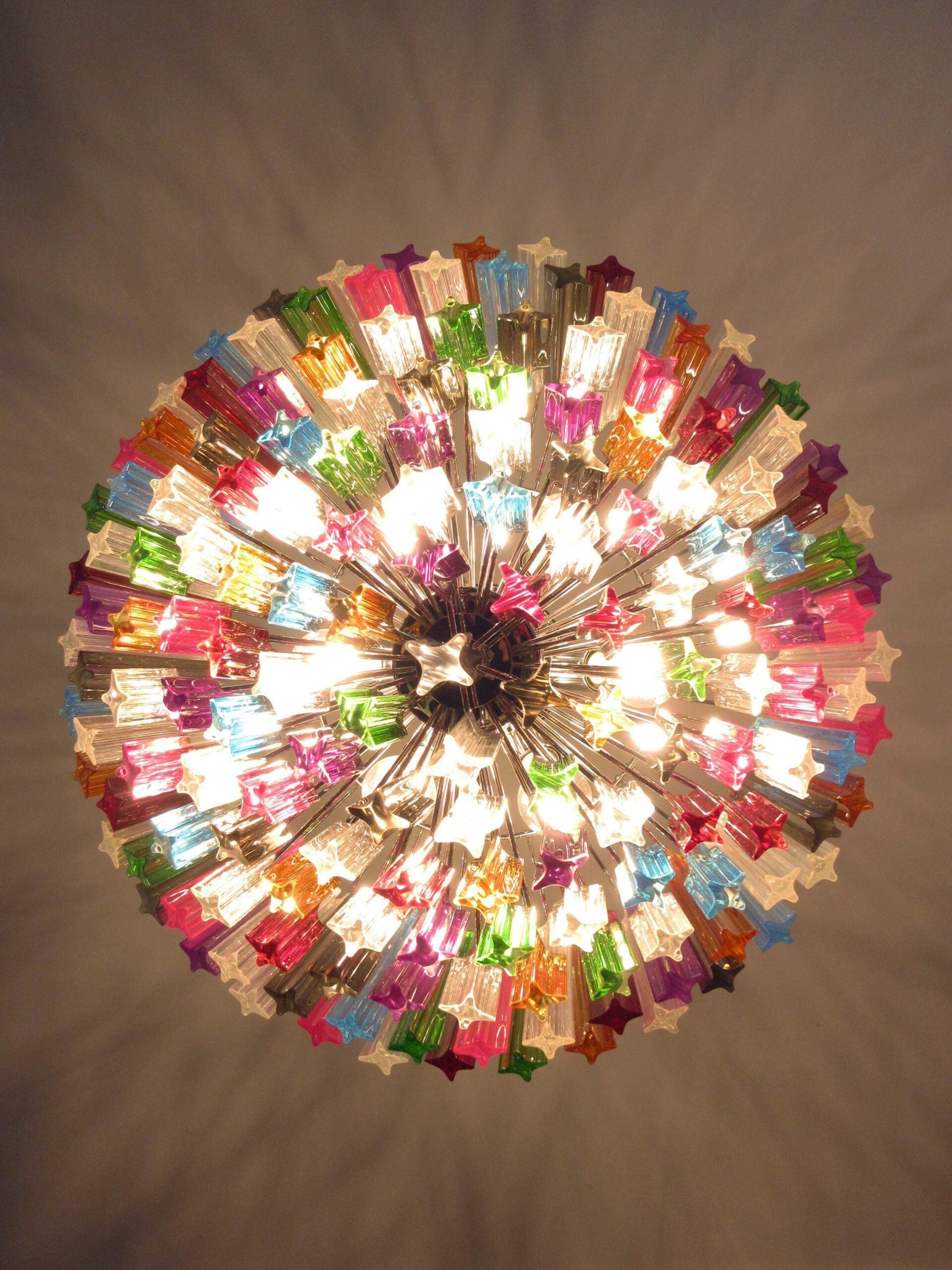 Mid-Century Murano Chandelier | Punto di Luce |  163 Multi-Colored Prism Glass