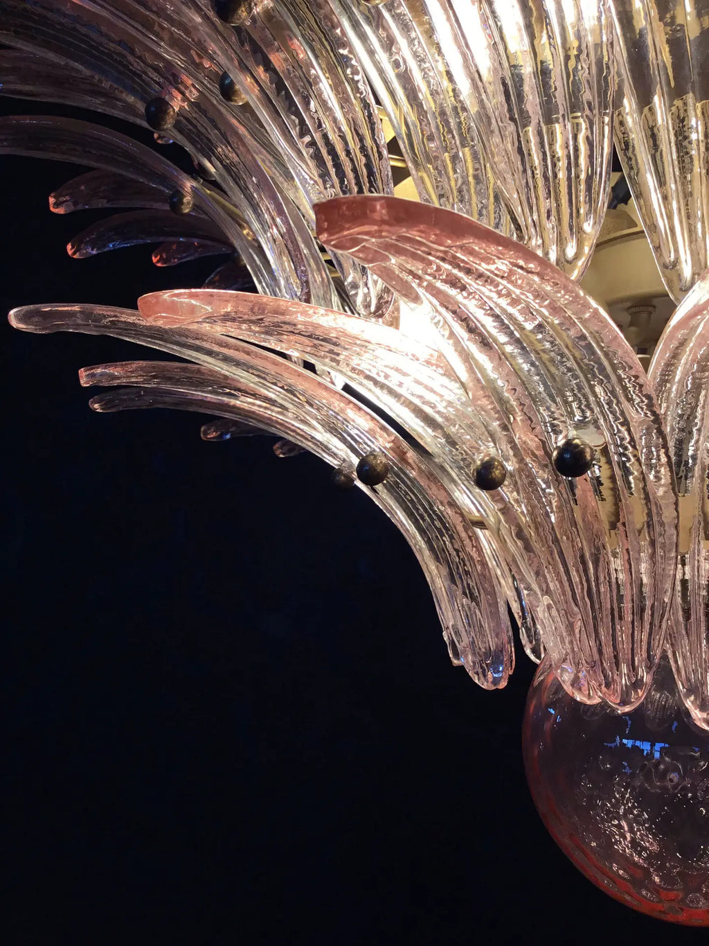 Mid-Century Murano Chandelier | Punto di Luce |  104 Pink Palmette Glass