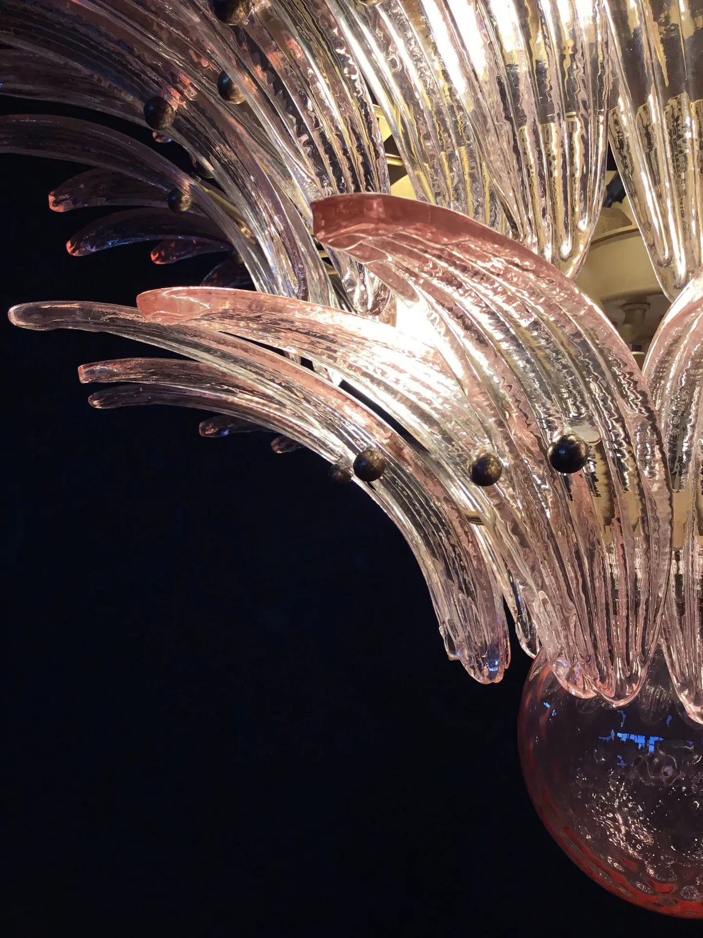 Mid-Century Murano Chandelier | Punto di Luce |  104 Pink Palmette Glass