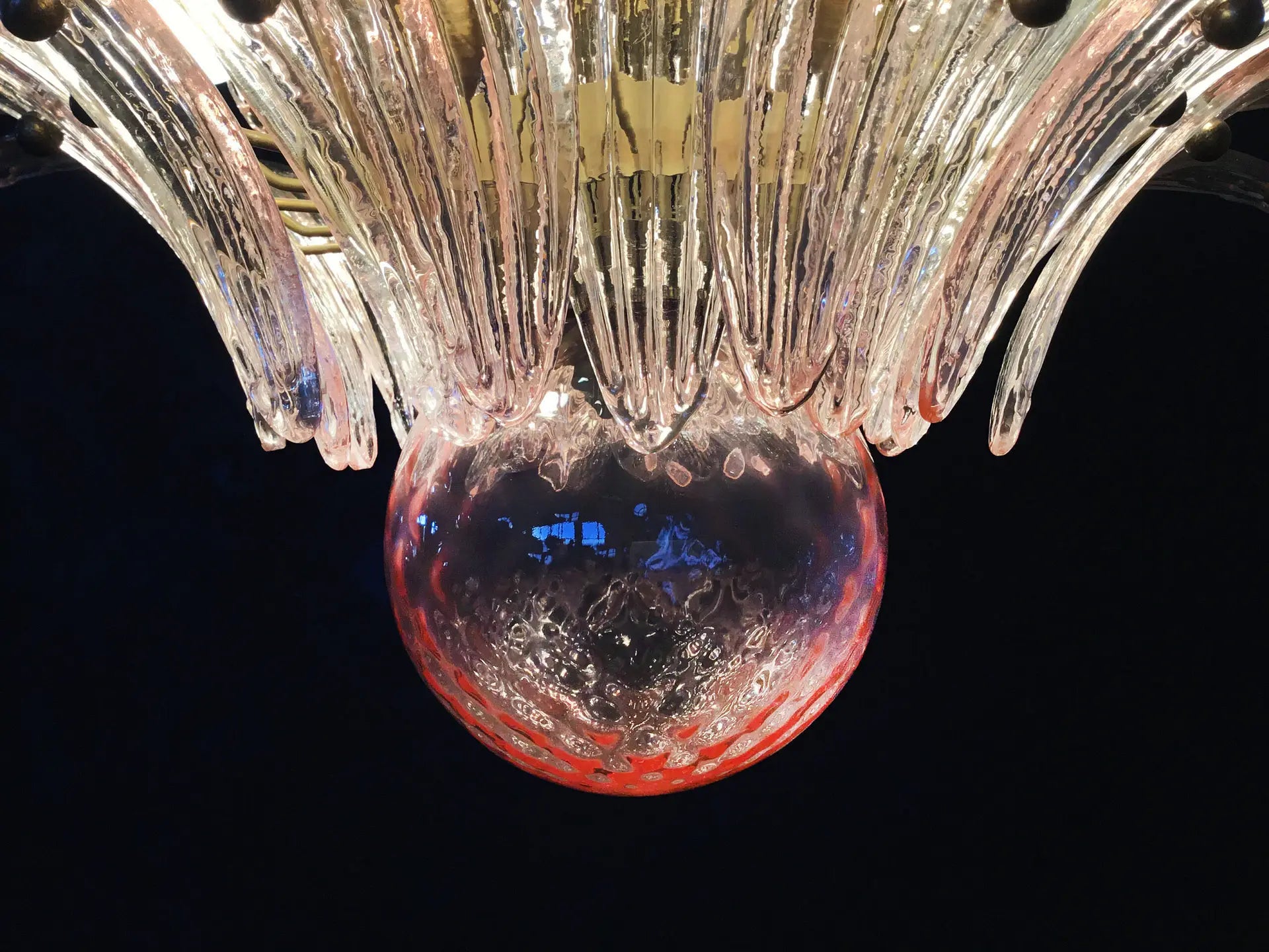 Mid-Century Murano Chandelier | Punto di Luce |  104 Pink Palmette Glass