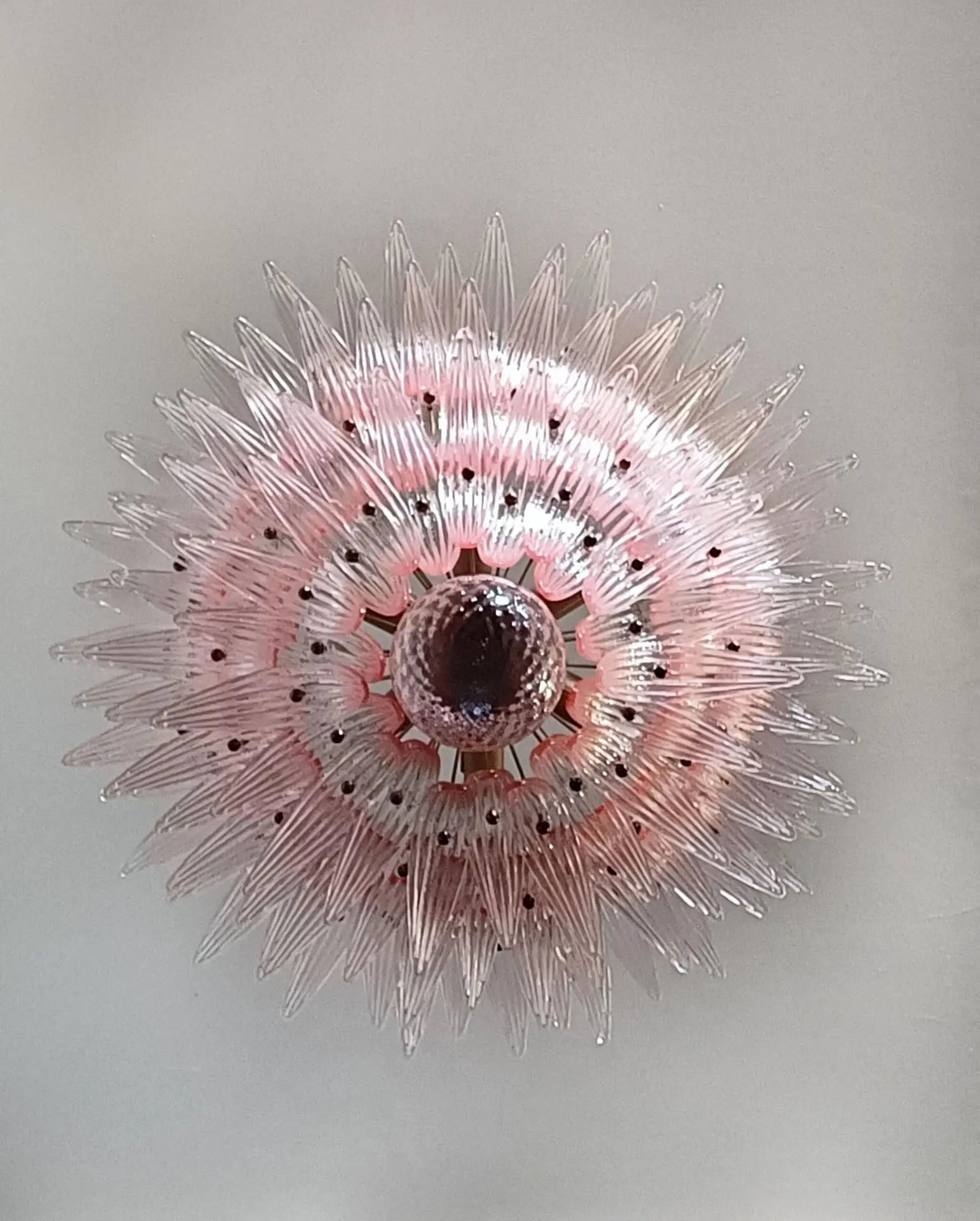 Mid-Century Murano Chandelier | Punto di Luce |  104 Pink Palmette Glass