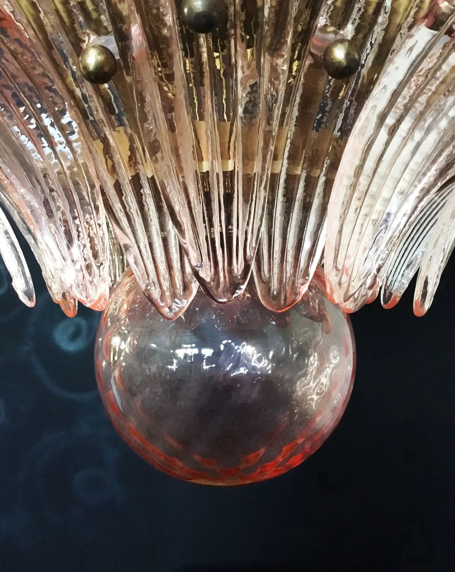 Mid-Century Murano Chandelier | Punto di Luce |  104 Pink Palmette Glass