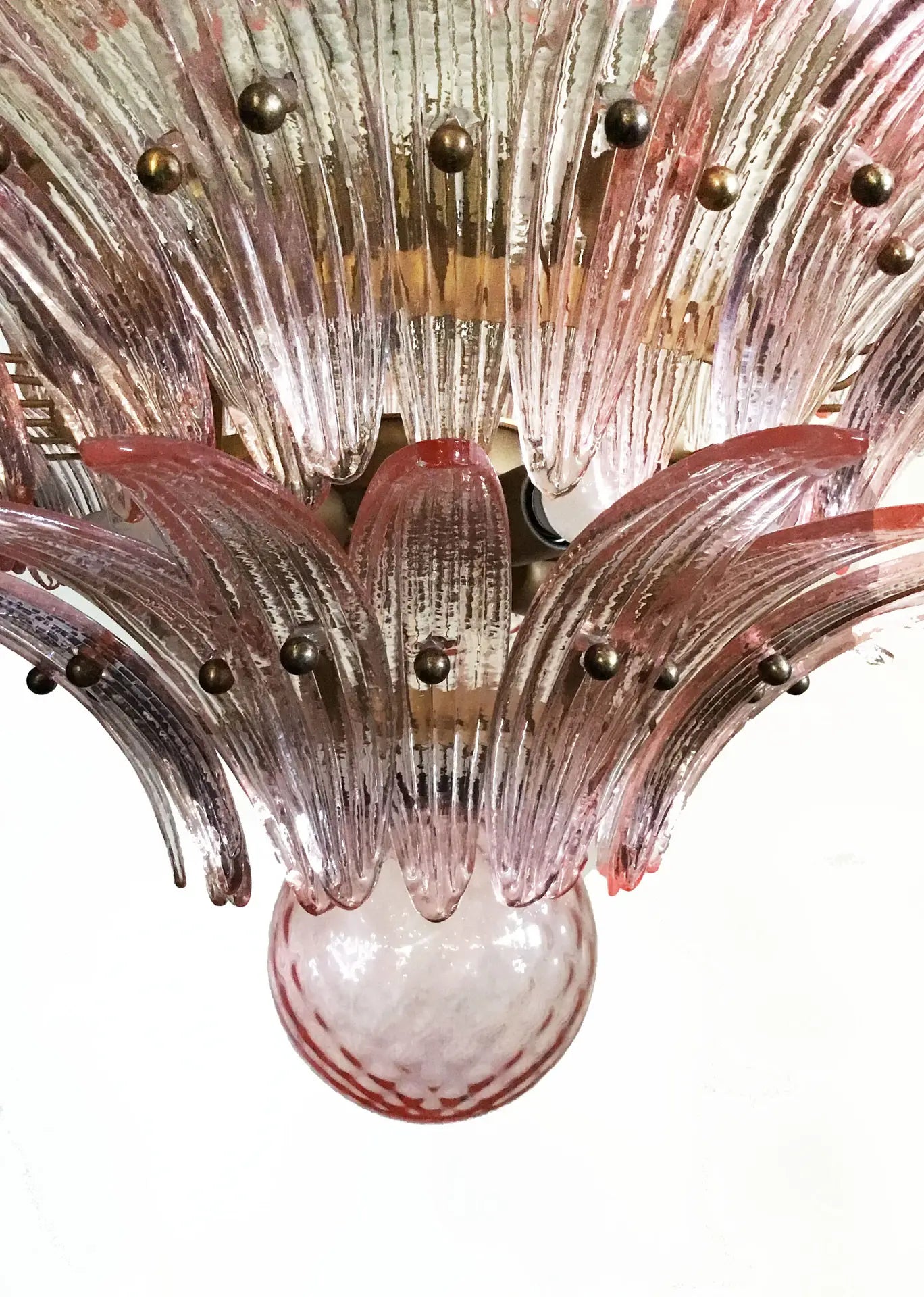 Mid-Century Murano Chandelier | Punto di Luce |  104 Pink Palmette Glass