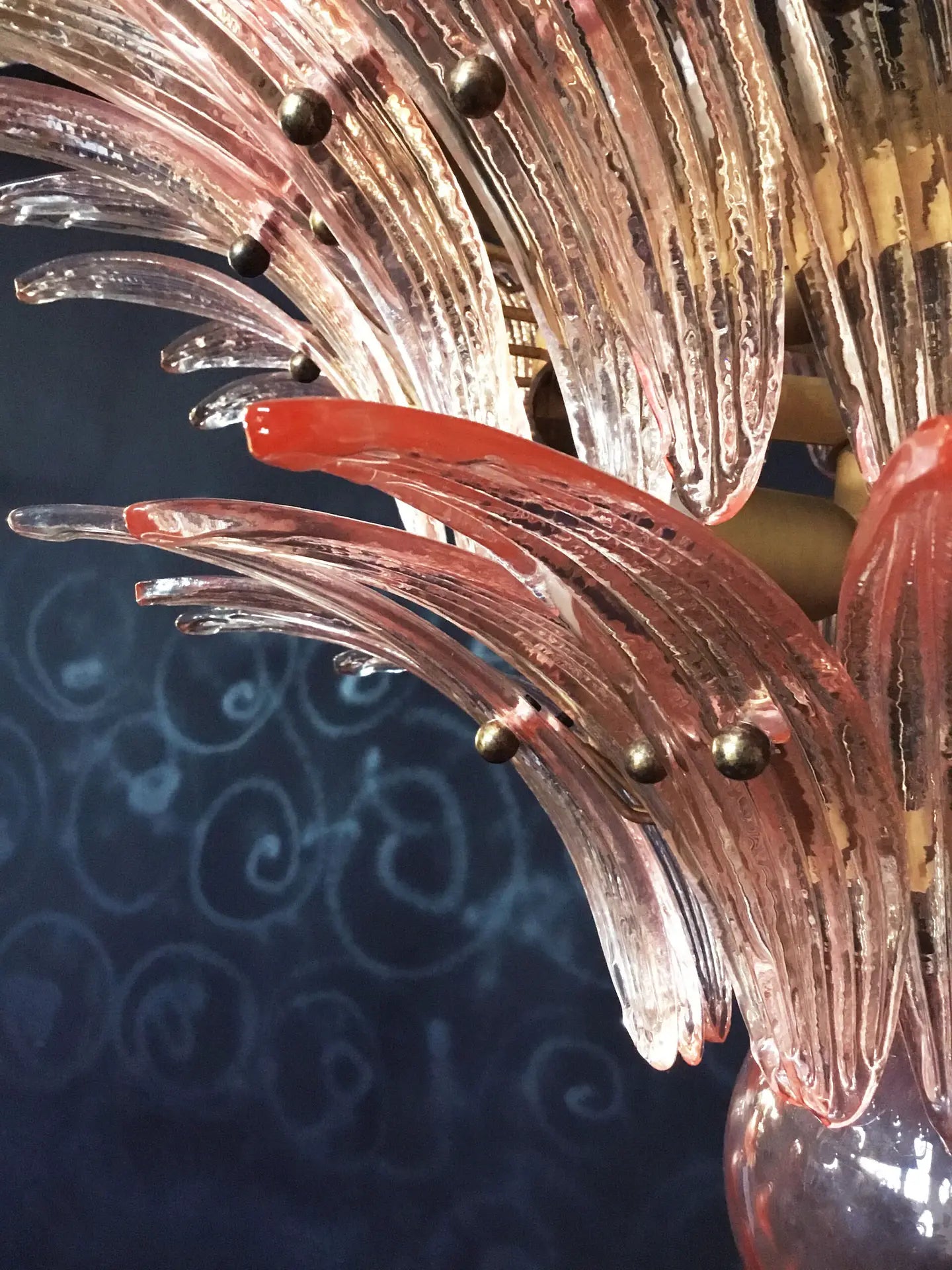 Mid-Century Murano Chandelier | Punto di Luce |  104 Pink Palmette Glass