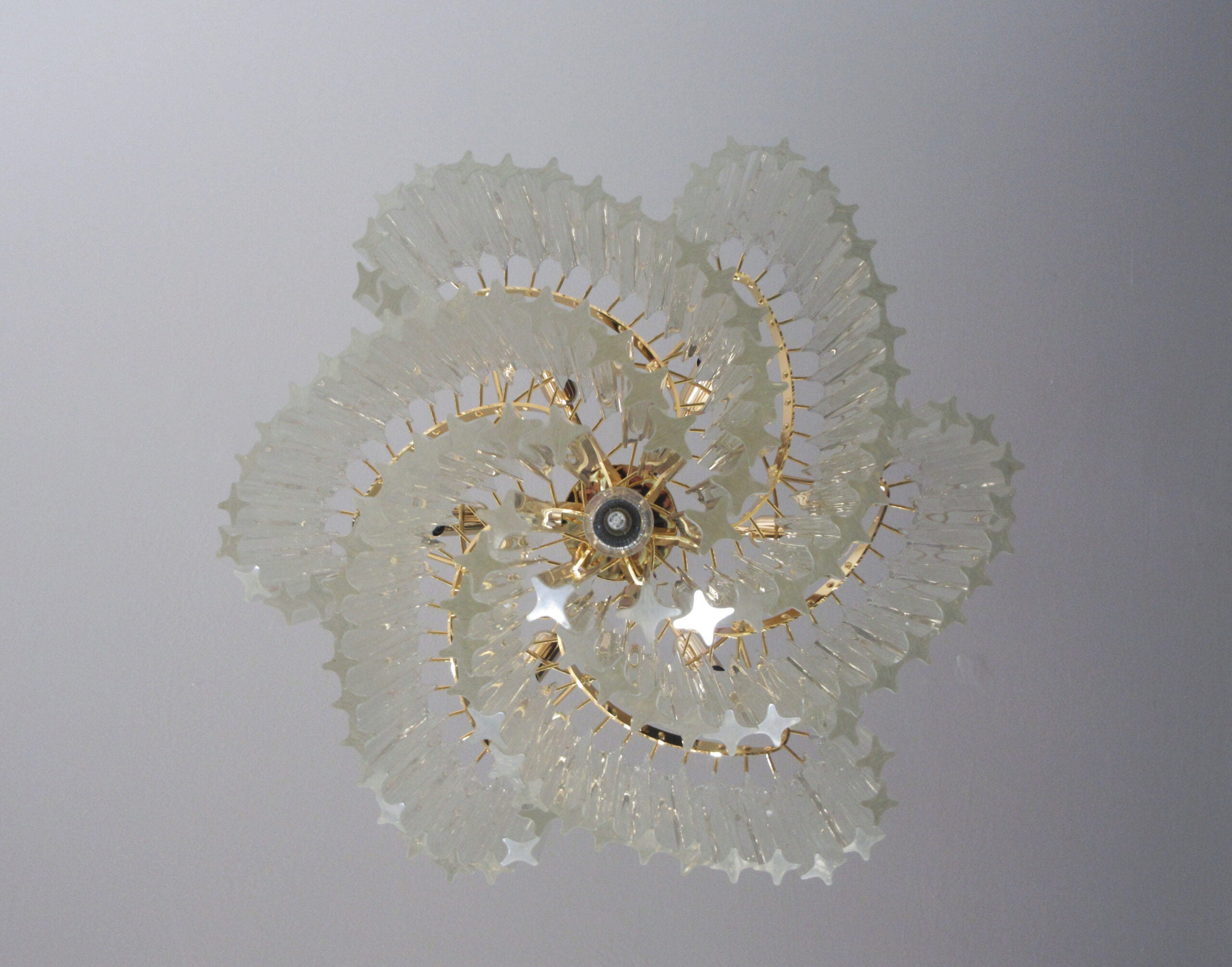 Mid-Century Murano Chandelier | Punto di Luce |  114 Clear Prism Glasses