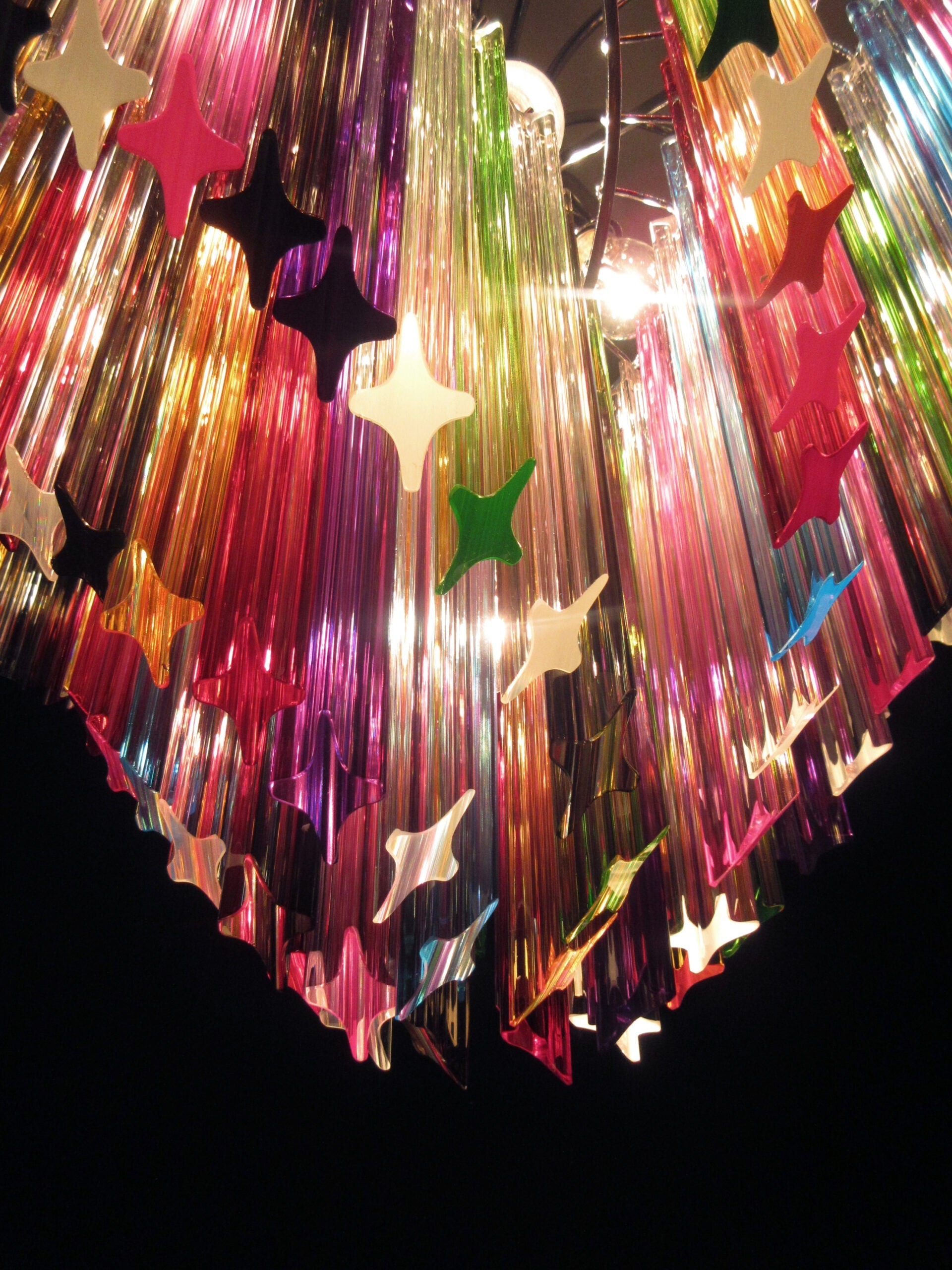Mid-Century Murano Chandelier | Punto di Luce |  200 Multicolored Prism Glasses