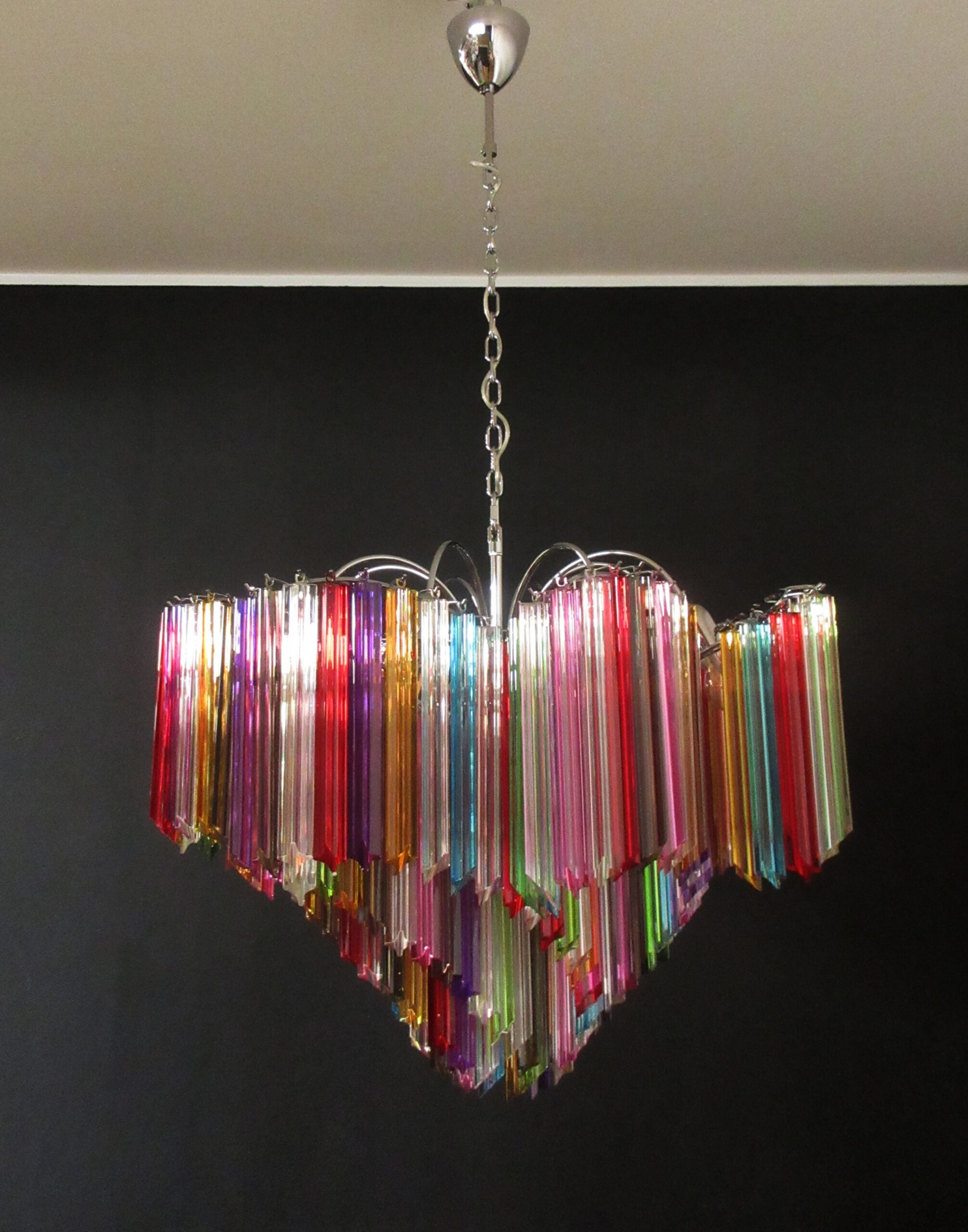 Mid-Century Murano Chandelier | Punto di Luce |  200 Multicolored Prism Glasses