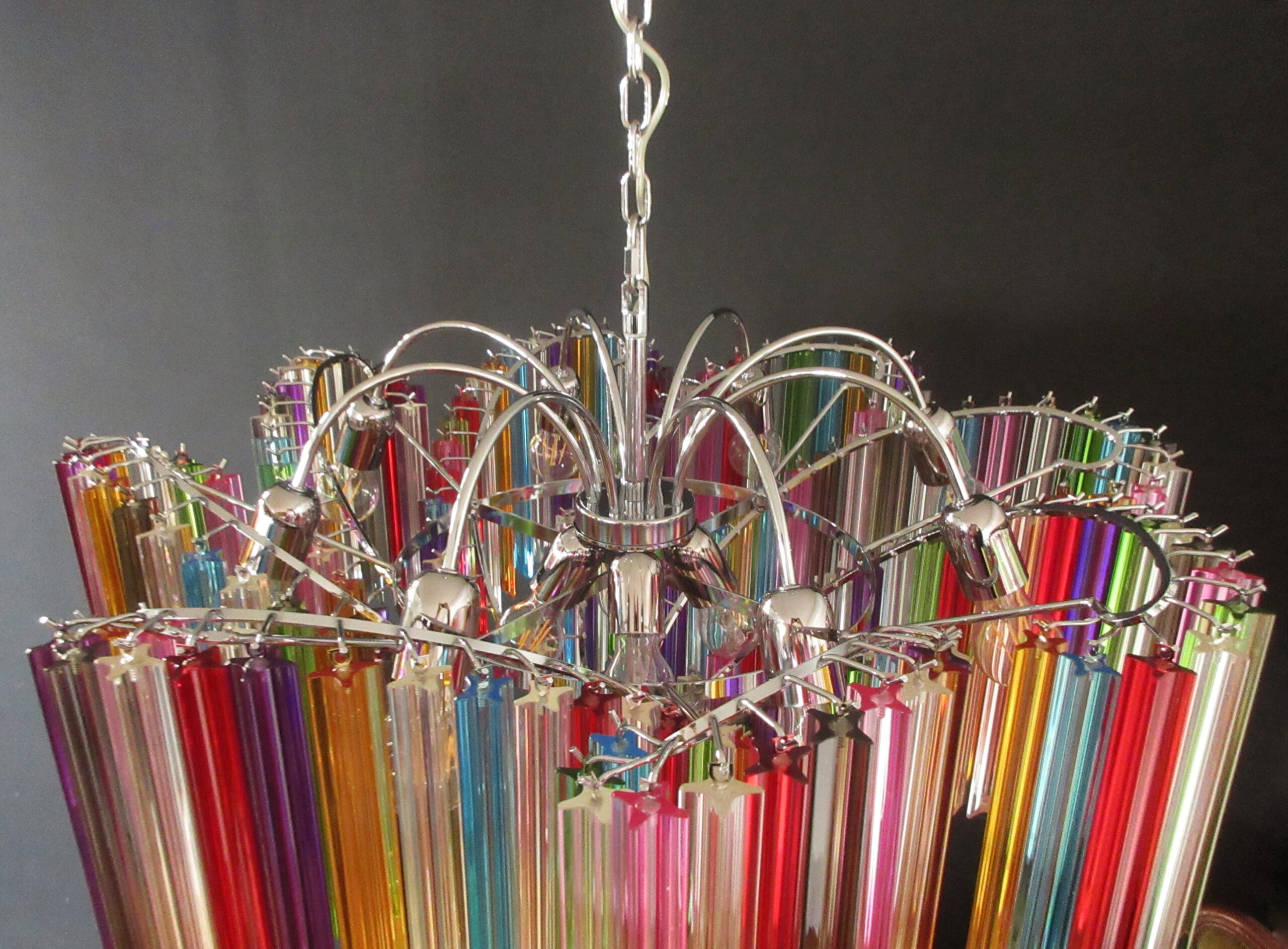 Mid-Century Murano Chandelier | Punto di Luce |  200 Multicolored Prism Glasses