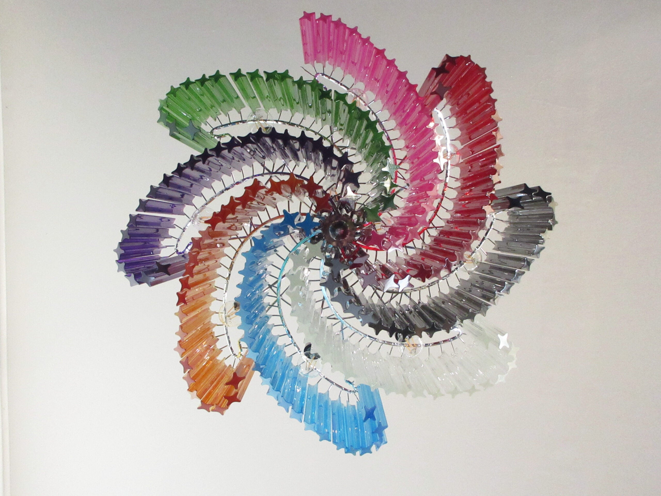 Mid-Century Murano Chandelier | Punto di Luce |  200 Multi-Colored Prism Glasses