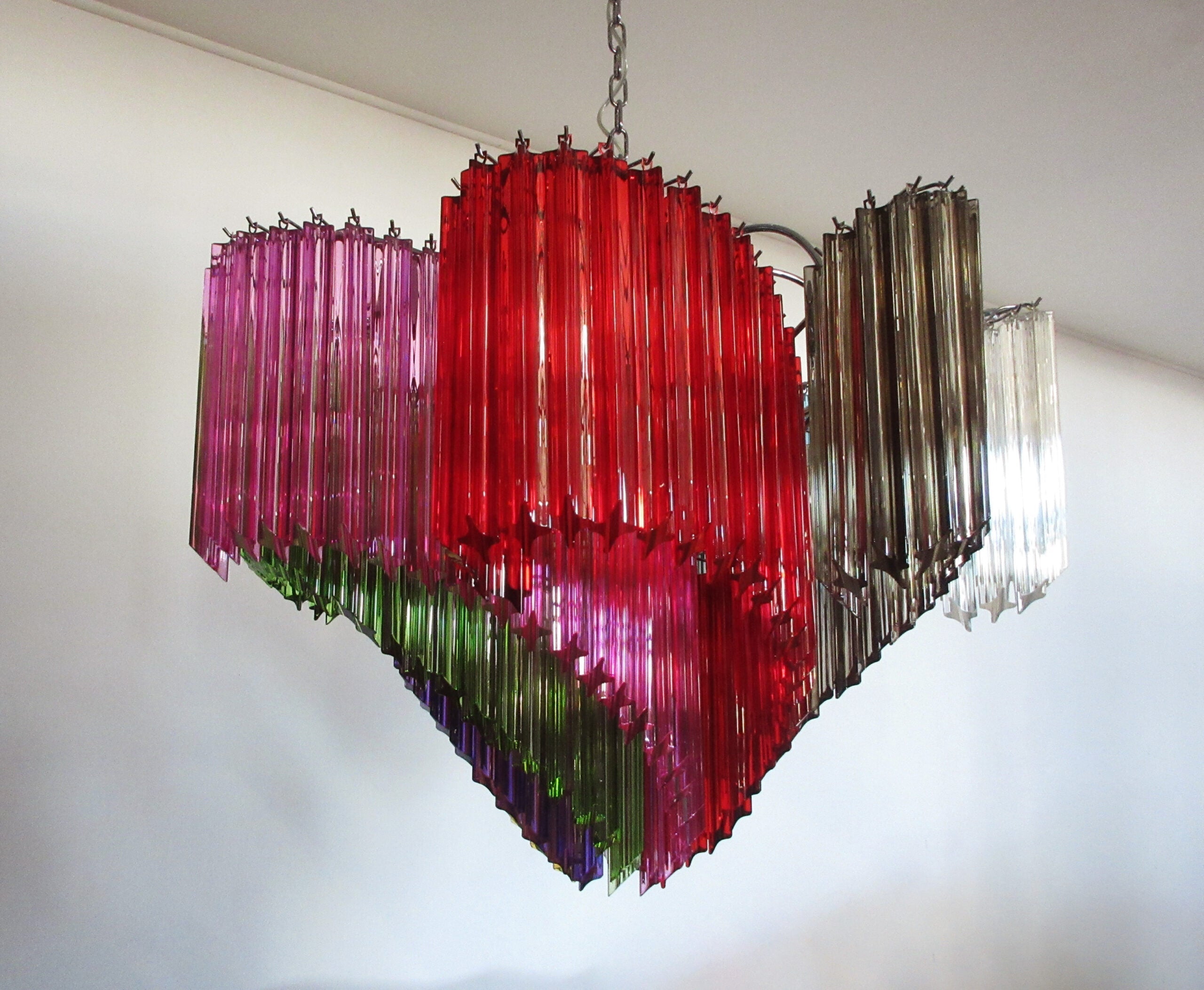 Mid-Century Murano Chandelier | Punto di Luce |  200 Multi-Colored Prism Glasses