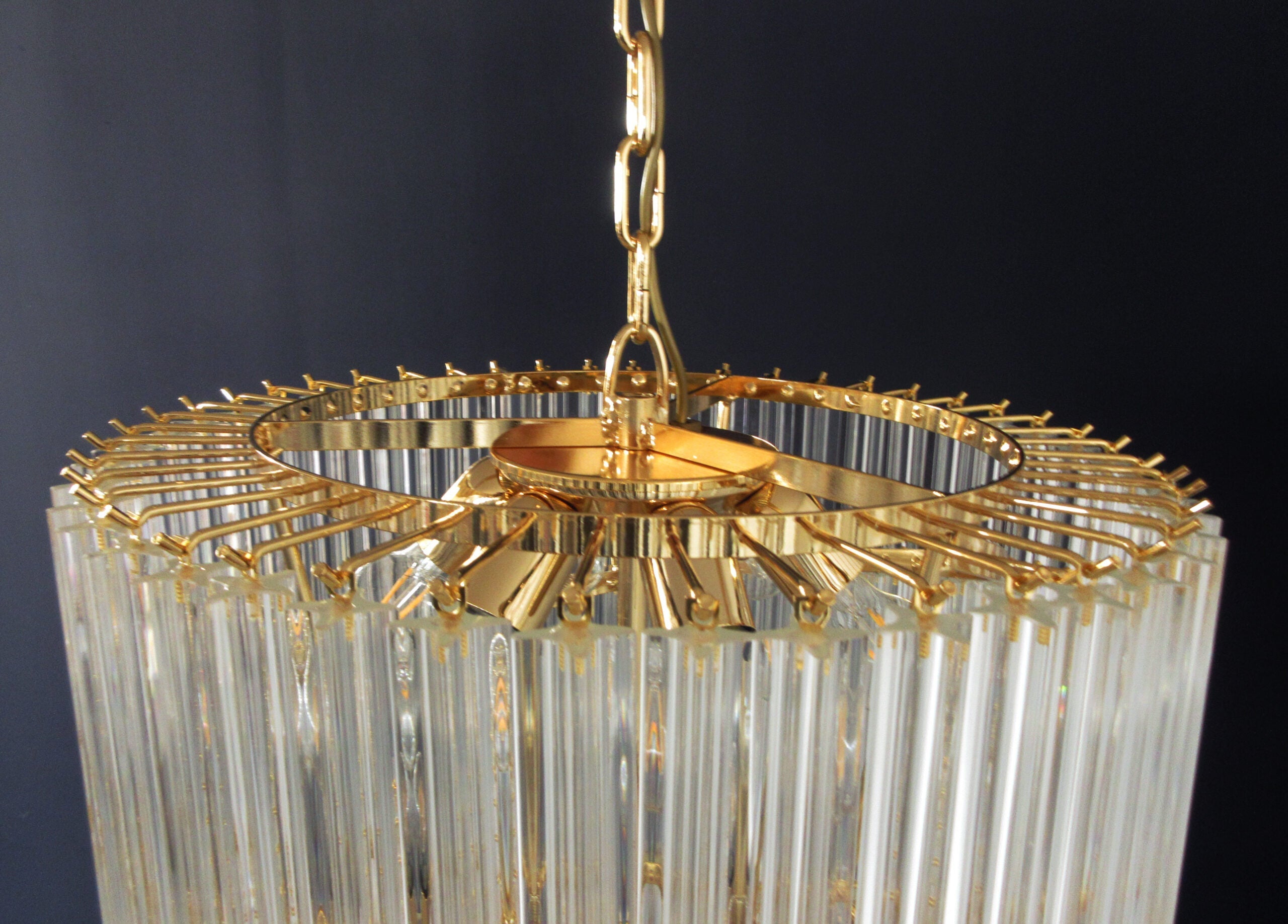 Mid-Century Murano Chandelier | Punto di Luce |  166 Clear Prism Glass
