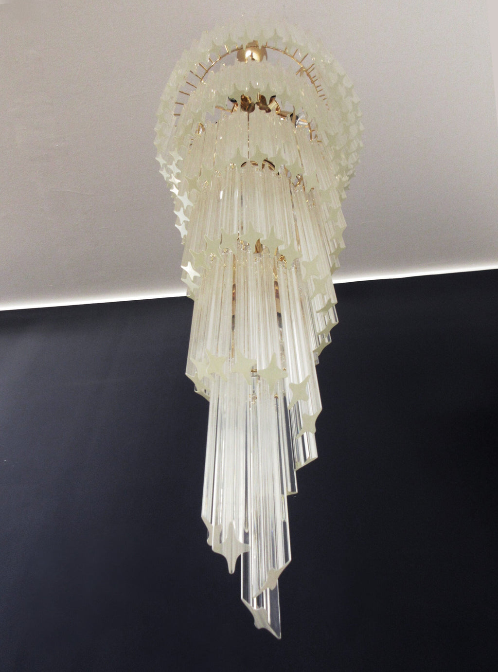 Mid-Century Murano Chandelier | Punto di Luce |  166 Clear Prism Glass