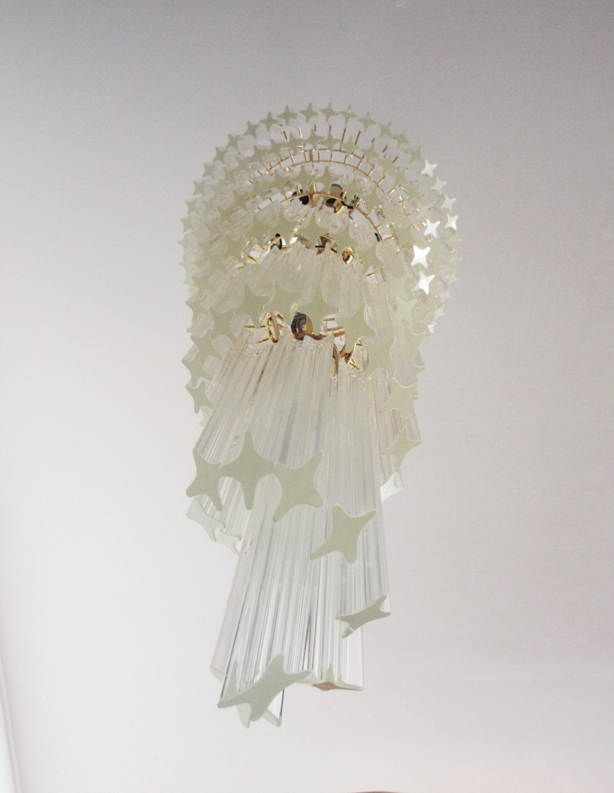 Mid-Century Murano Chandelier | Punto di Luce |  166 Clear Prism Glass