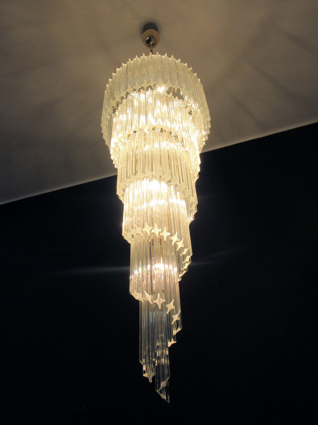 Mid-Century Murano Chandelier | Punto di Luce |  166 Clear Prism Glass