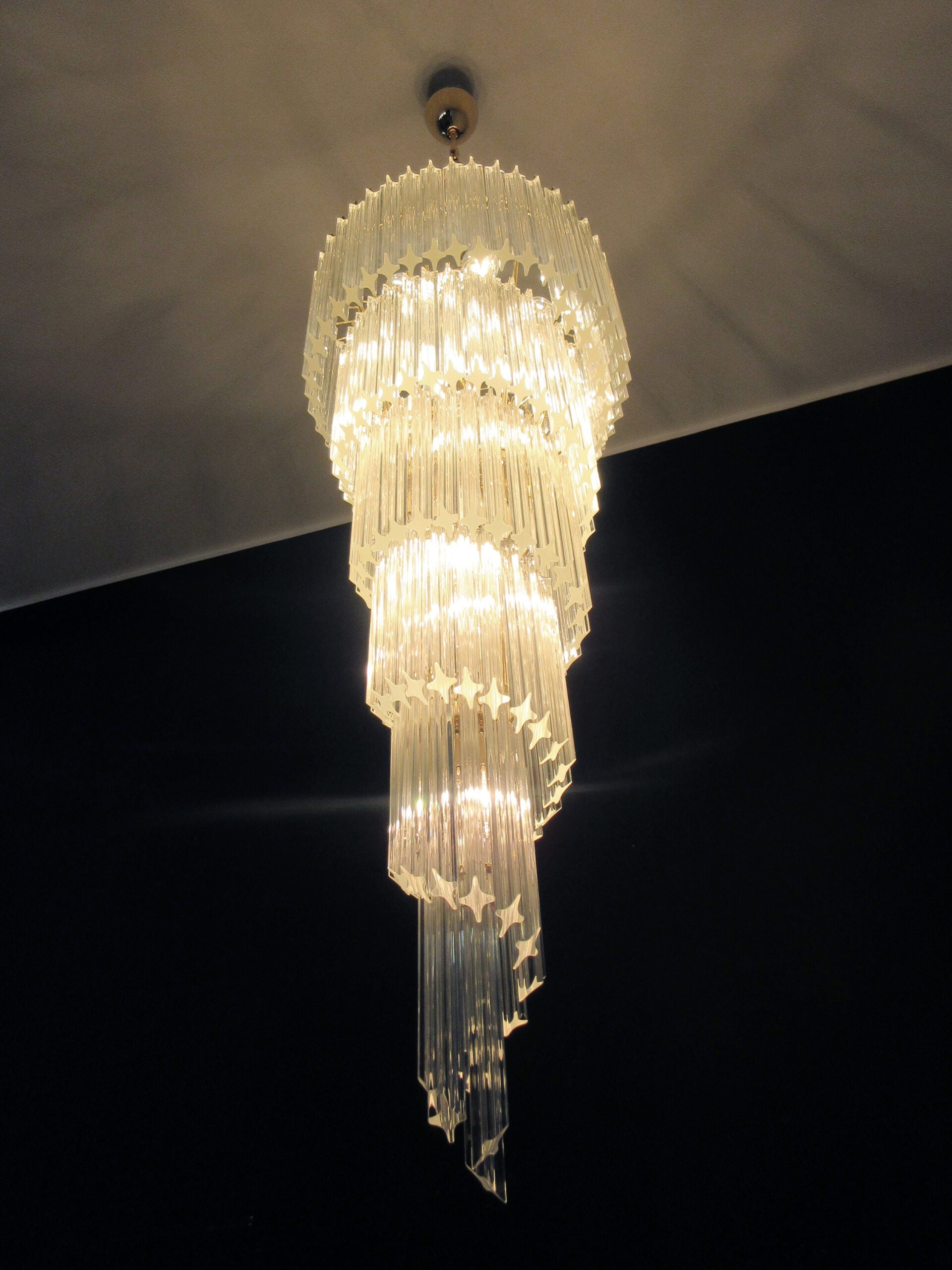 Mid-Century Murano Chandelier | Punto di Luce |  166 Clear Prism Glass