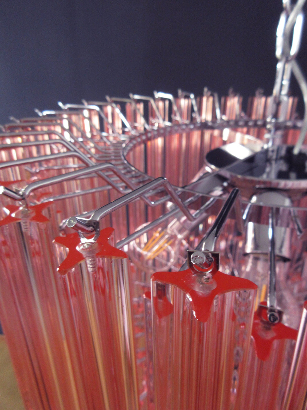 Mid-Century Murano Chandelier | Punto di Luce |  163 Pink Prism Glass