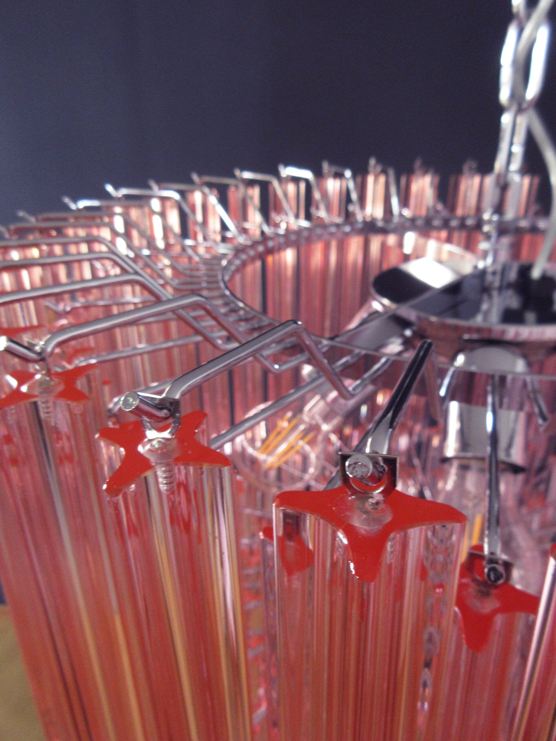 Mid-Century Murano Chandelier | Punto di Luce |  163 Pink Prism Glass