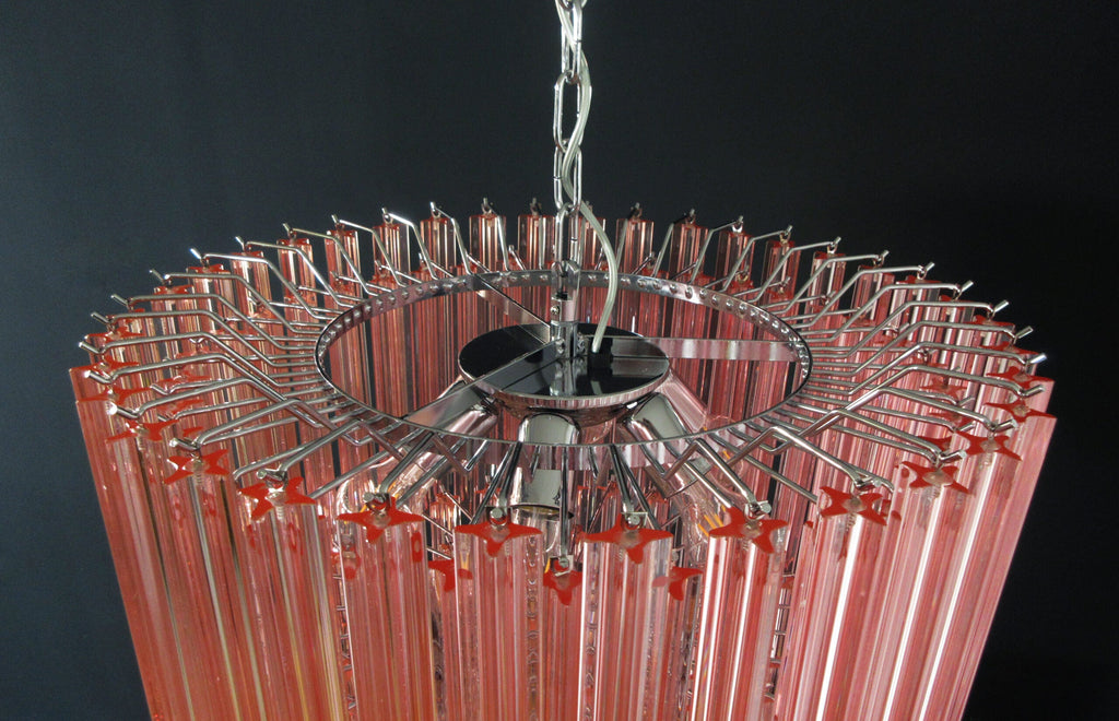 Mid-Century Murano Chandelier | Punto di Luce |  163 Pink Prism Glass