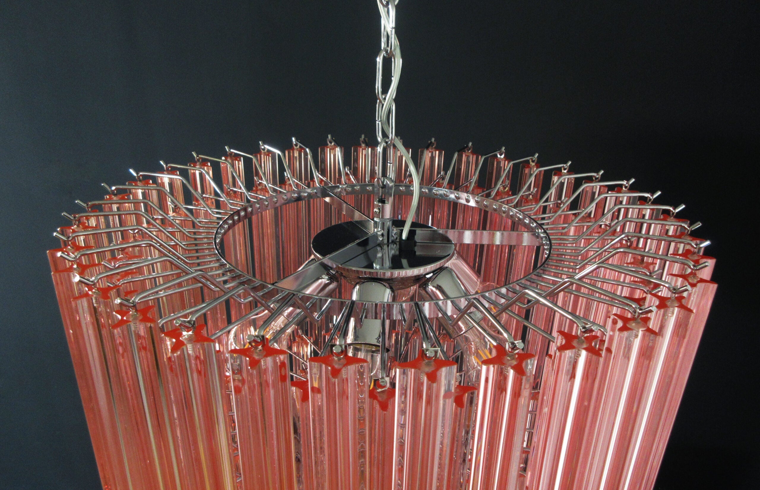 Mid-Century Murano Chandelier | Punto di Luce |  163 Pink Prism Glass
