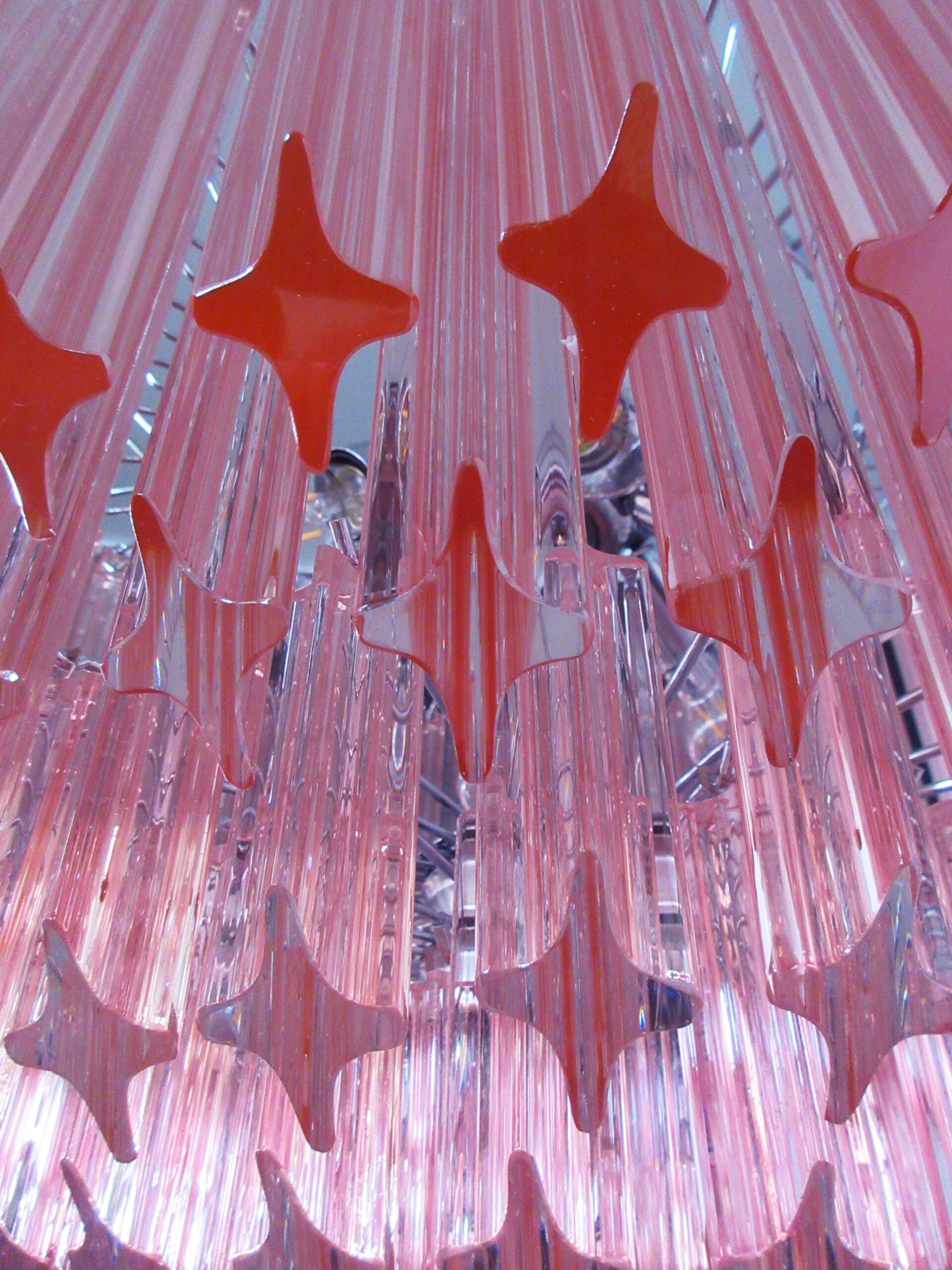 Mid-Century Murano Chandelier | Punto di Luce |  163 Pink Prism Glass