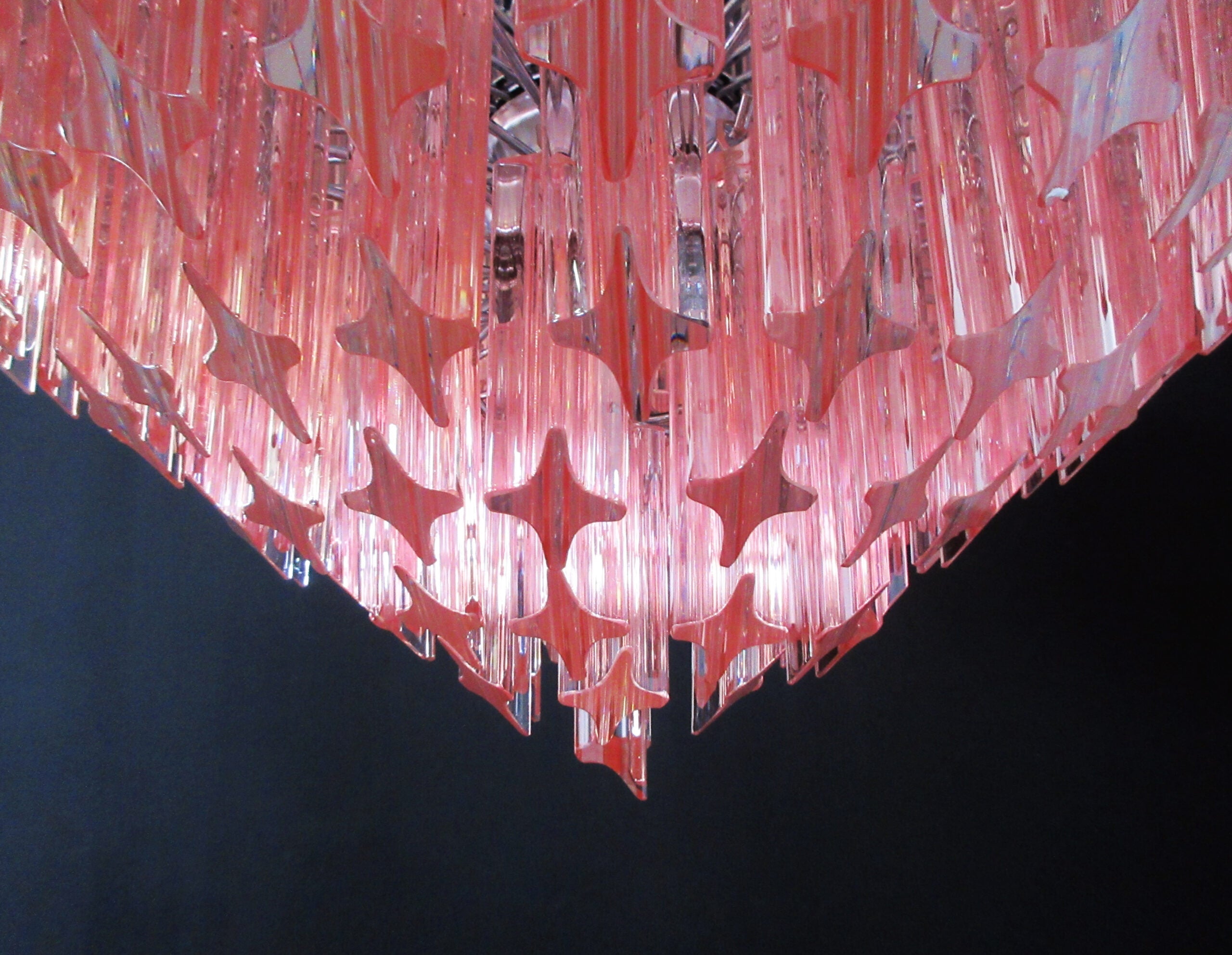 Mid-Century Murano Chandelier | Punto di Luce |  163 Pink Prism Glass