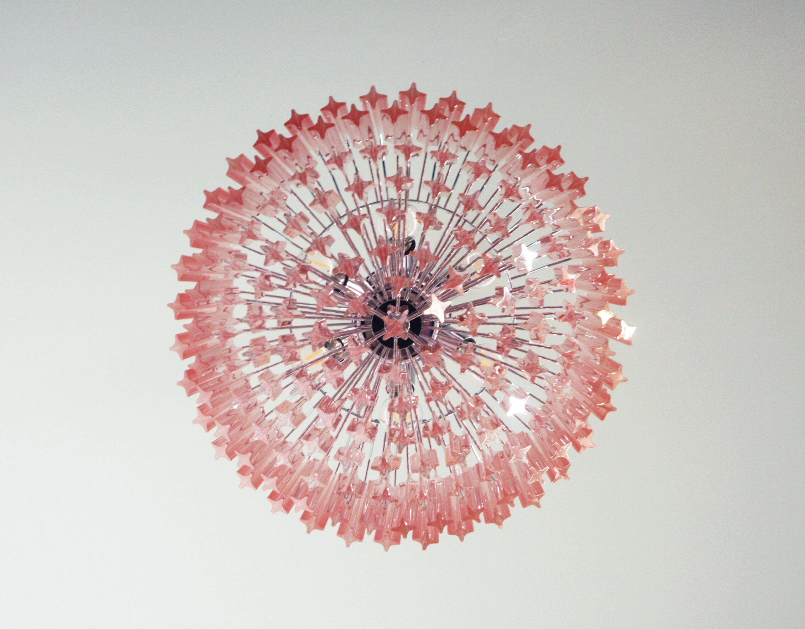 Mid-Century Murano Chandelier | Punto di Luce |  163 Pink Prism Glass