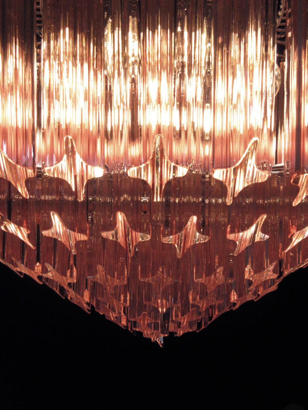 Mid-Century Murano Chandelier | Punto di Luce |  163 Pink Prism Glass