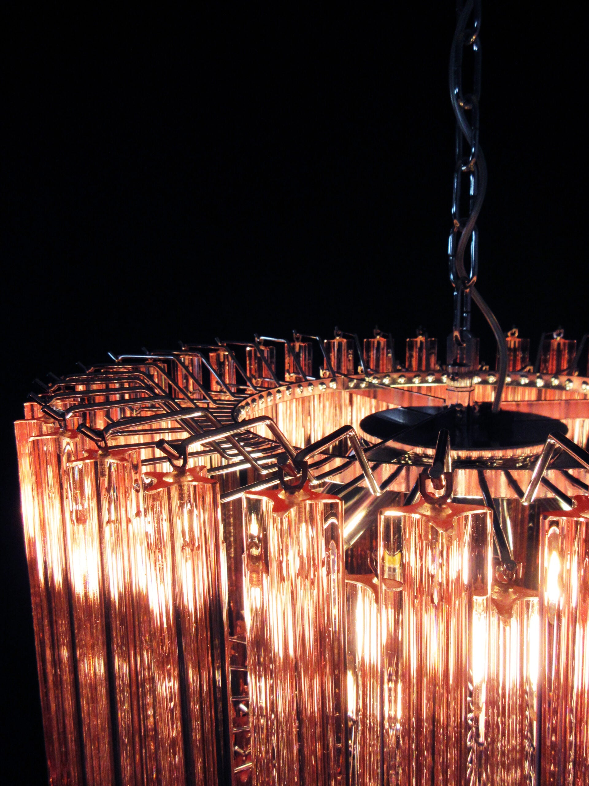 Mid-Century Murano Chandelier | Punto di Luce |  163 Pink Prism Glass